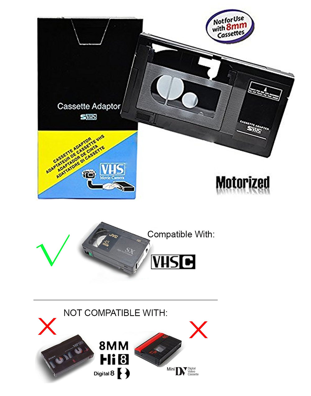 Motorized VHSC Cassette Adapter for JVC CP7U CP6BKU CP6U Panasonic