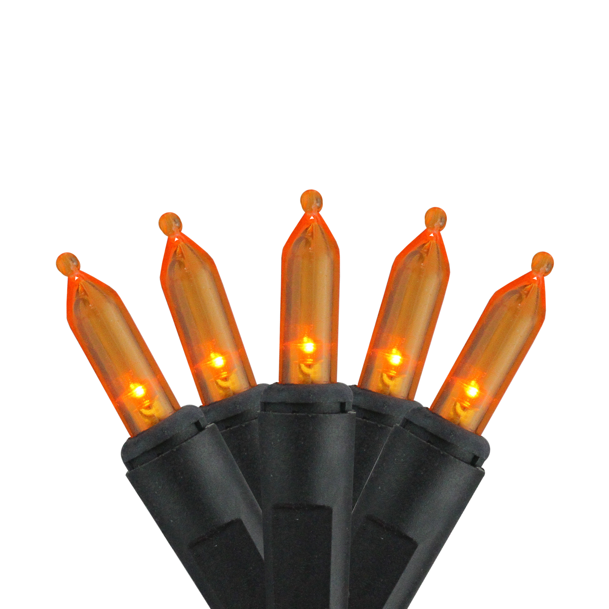 Brite Star 50 Orange LED Mini Halloween Lights 4" Bulb Spacing Black