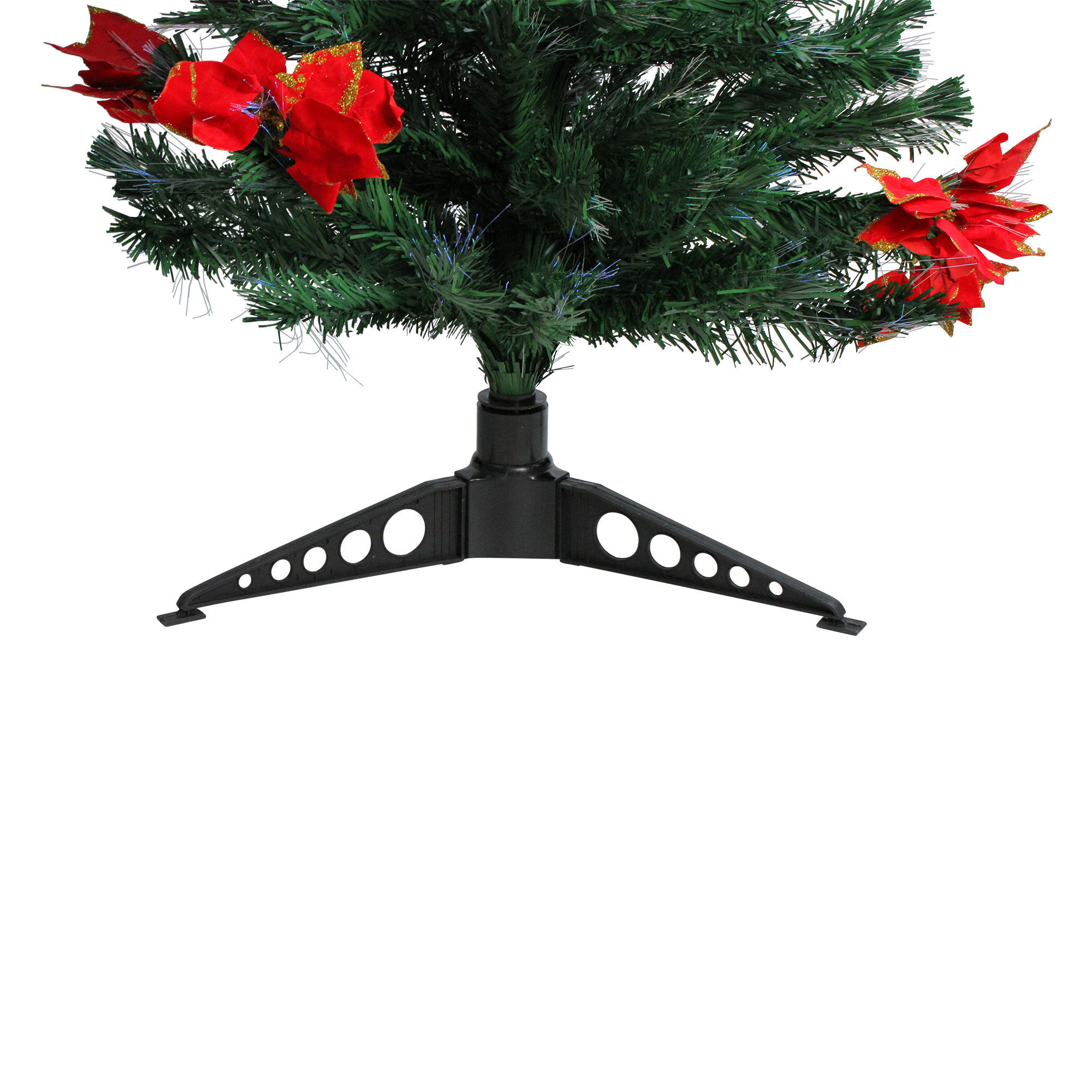 DAK 5' Medium Fiber Optic Artificial Christmas Tree Red Poinsettias