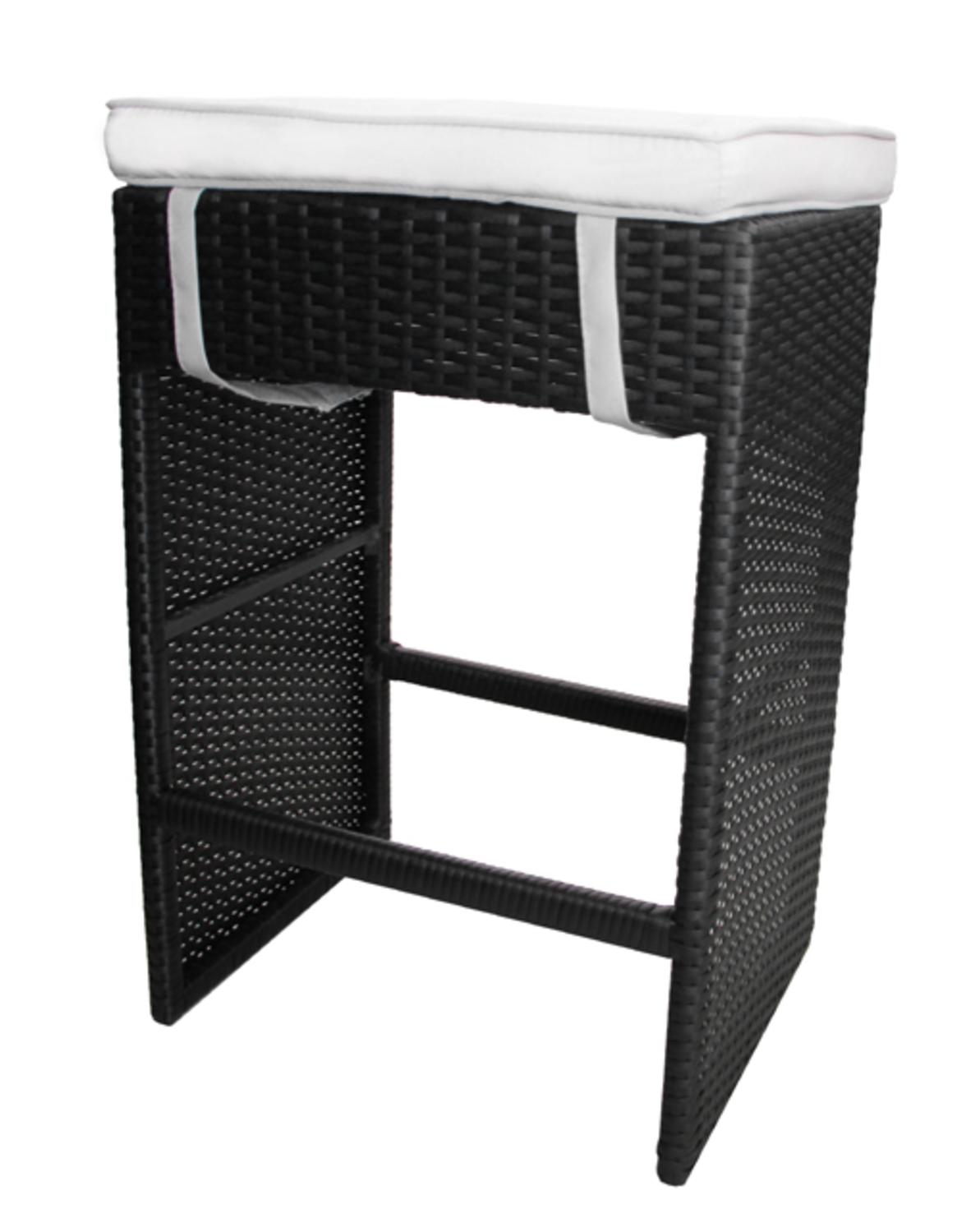 CC Outdoor Living 7Piece Black Wicker Outdoor Furniture Bar Set White