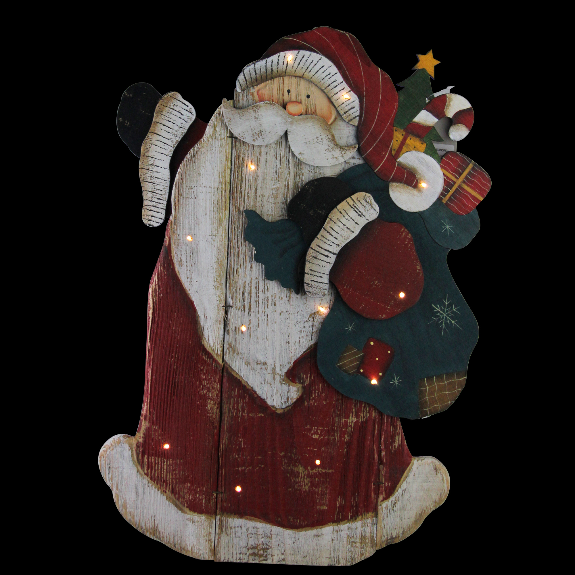 Northlight 19.5" Wooden Standing Santa Claus LED Lighted Christmas