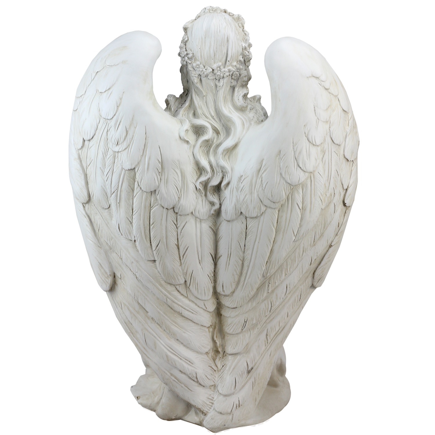 Northlight 19.75IN Kneeling Angel Holding Shell Garden Statue Bird