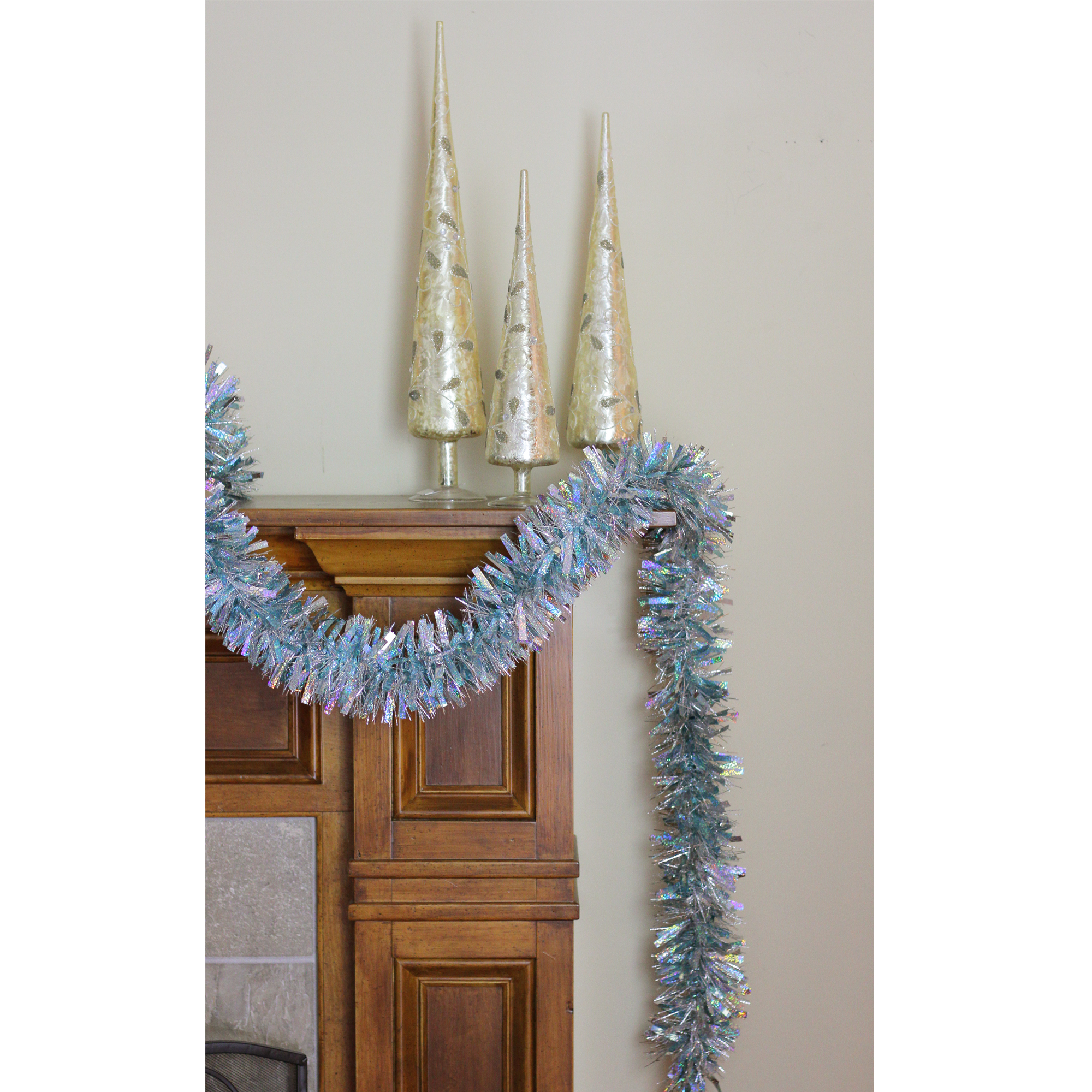 Northlight 12' Icy Blue Wide Cut Holographic Christmas Tinsel Wave