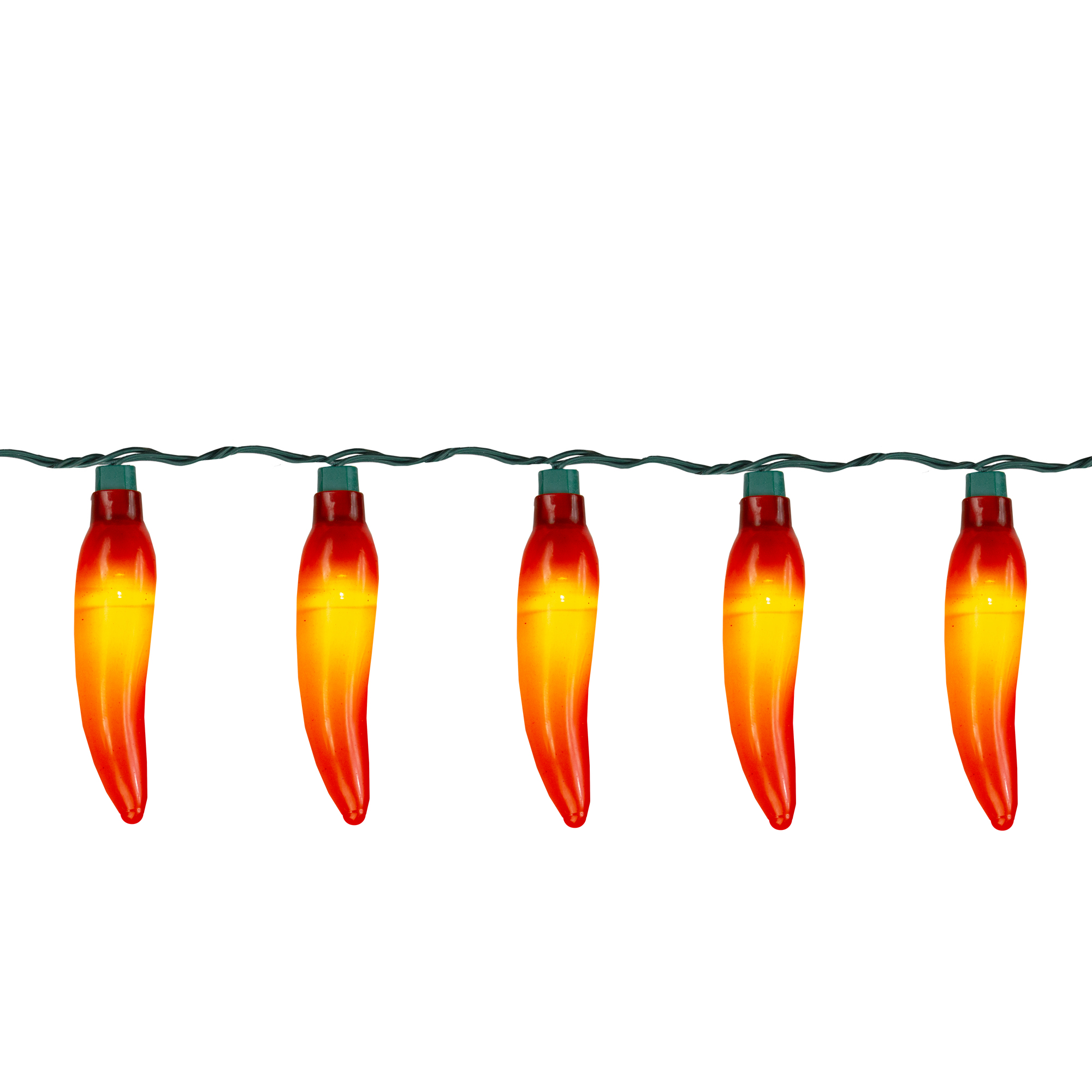 Northlight 10ct Orange LED Chili Pepper Garden Christmas Lights Green