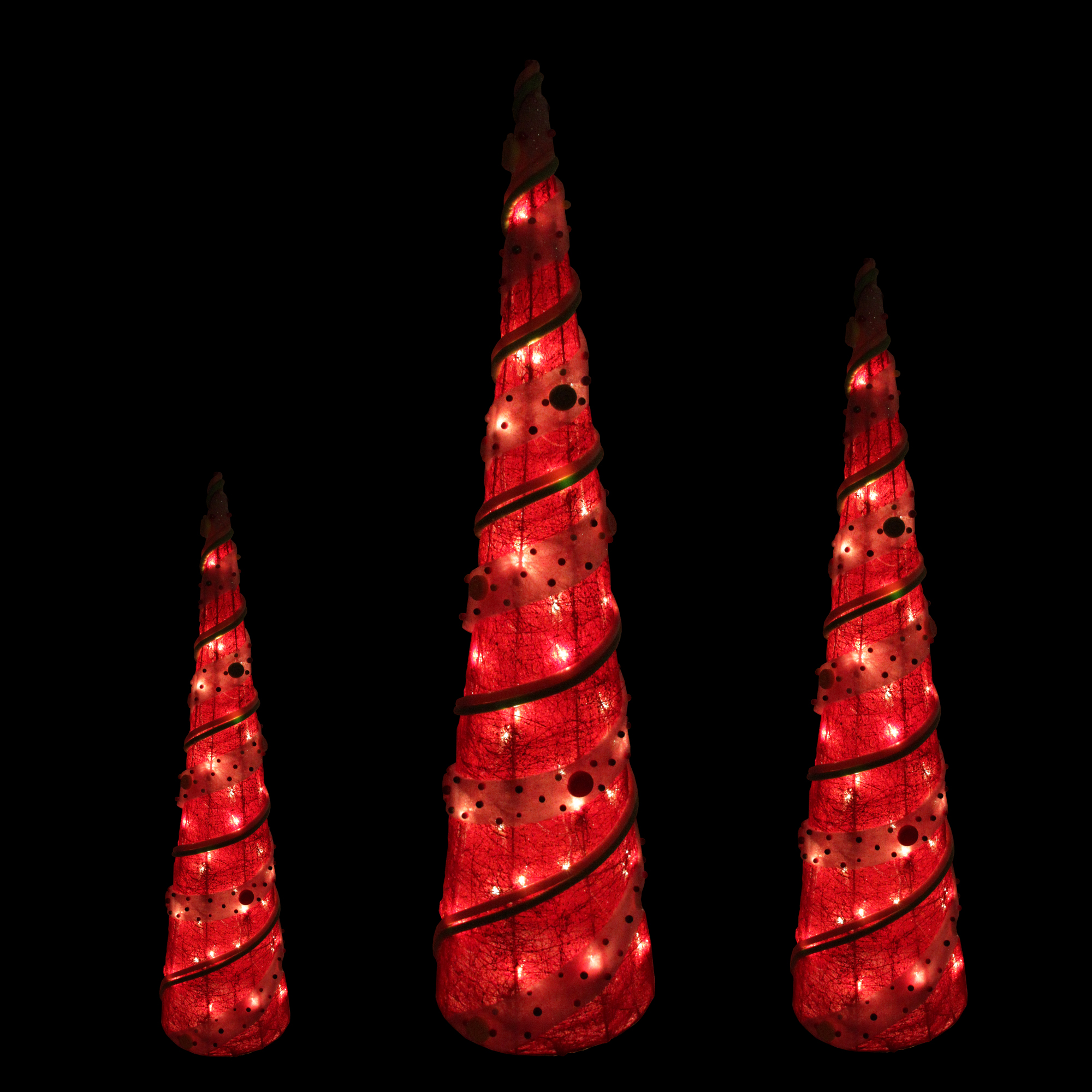 Northlight 3 Red Sisal Candy Covered Cone Tree Lighted Christmas Yard