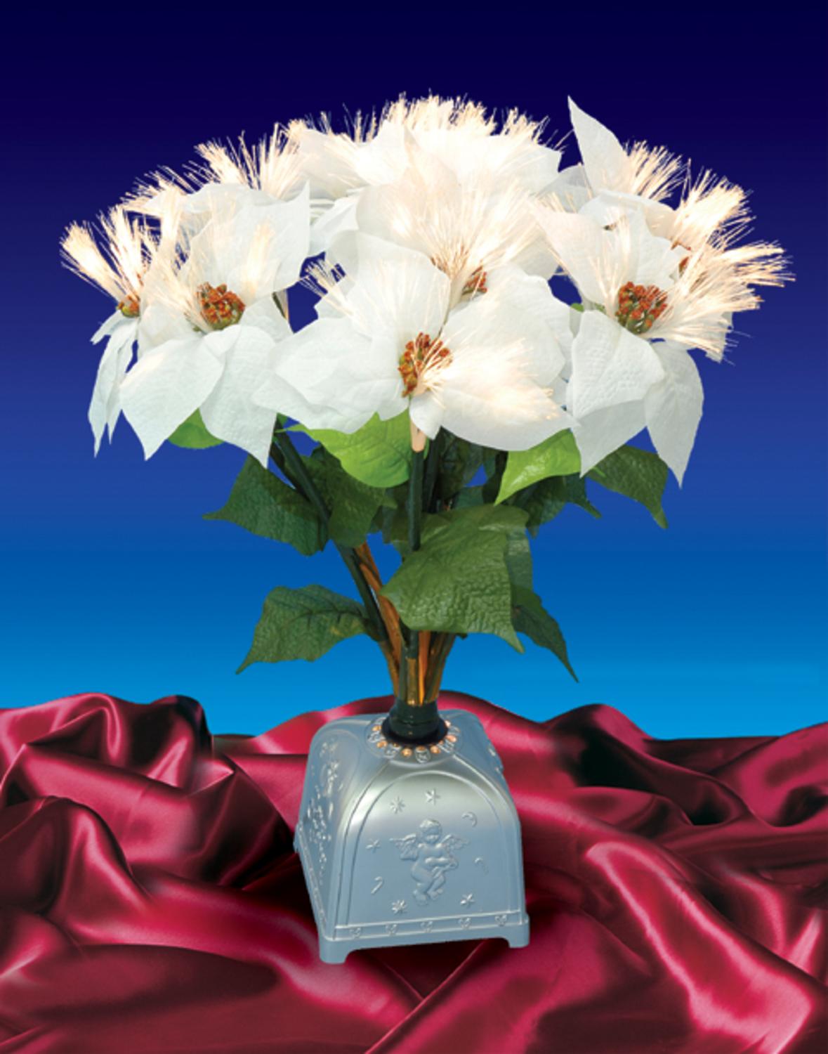 Northlight 20" Fiber Optic White Poinsettia Artificial Christmas Plant