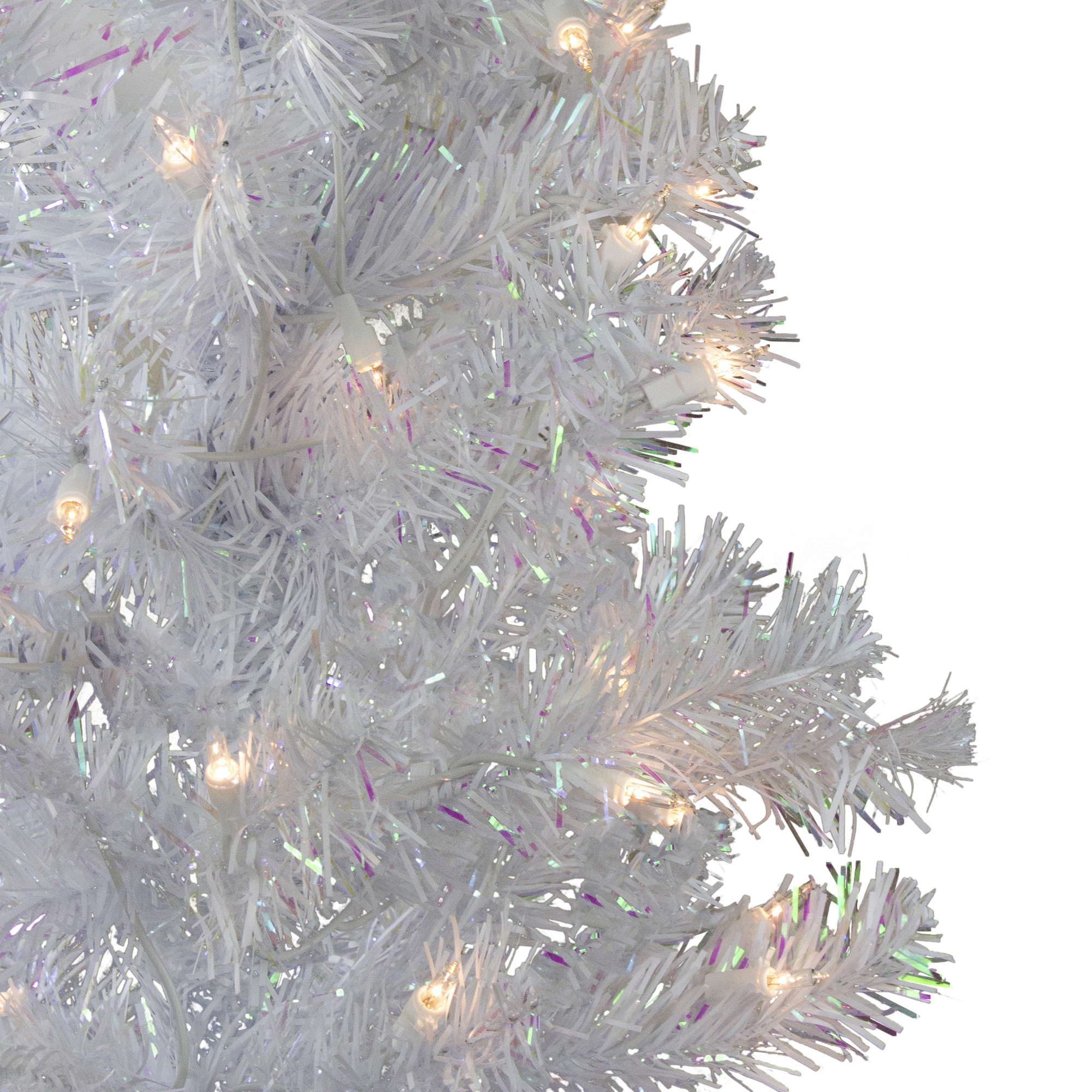 4 Prelit White Iridescent Pine Artificial Christmas Tree Clear