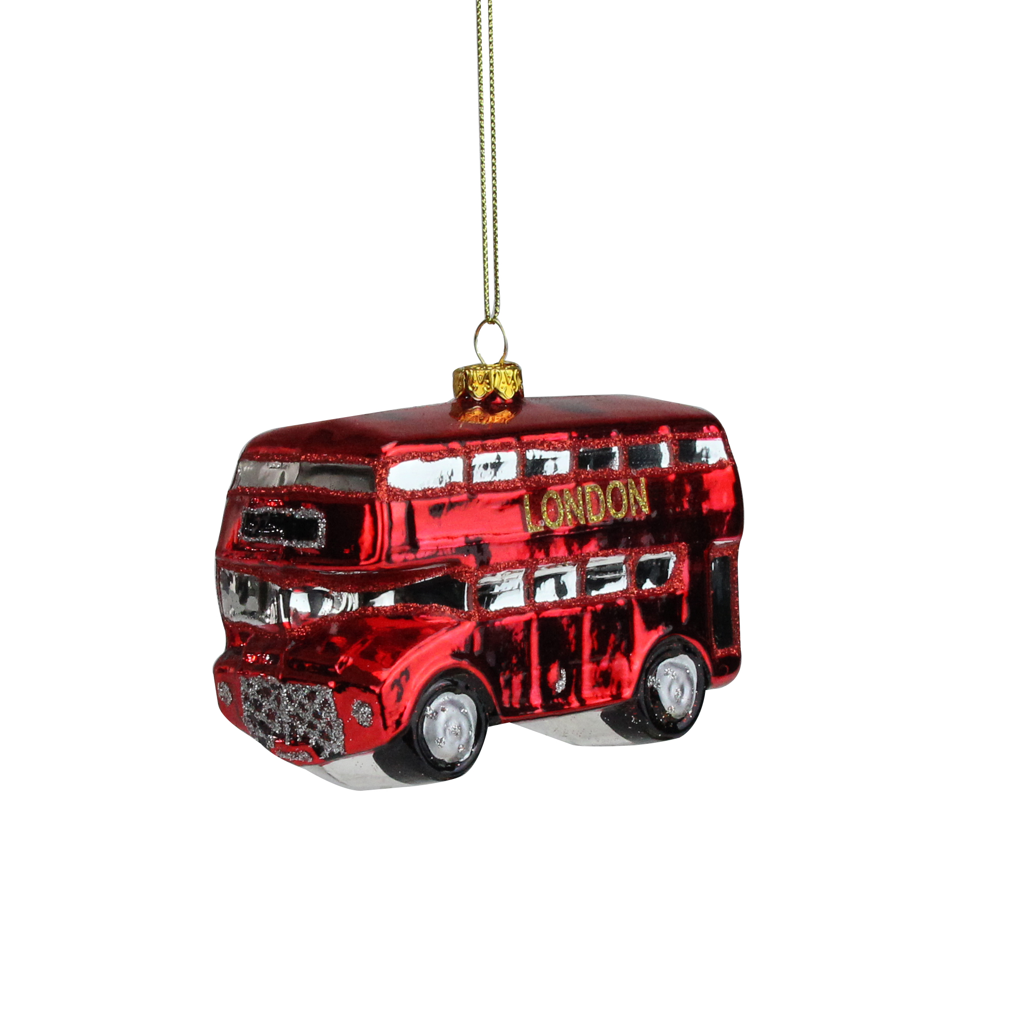 Northlight 4.25'' Red "London" Double Decker Glass Tour Bus Christmas