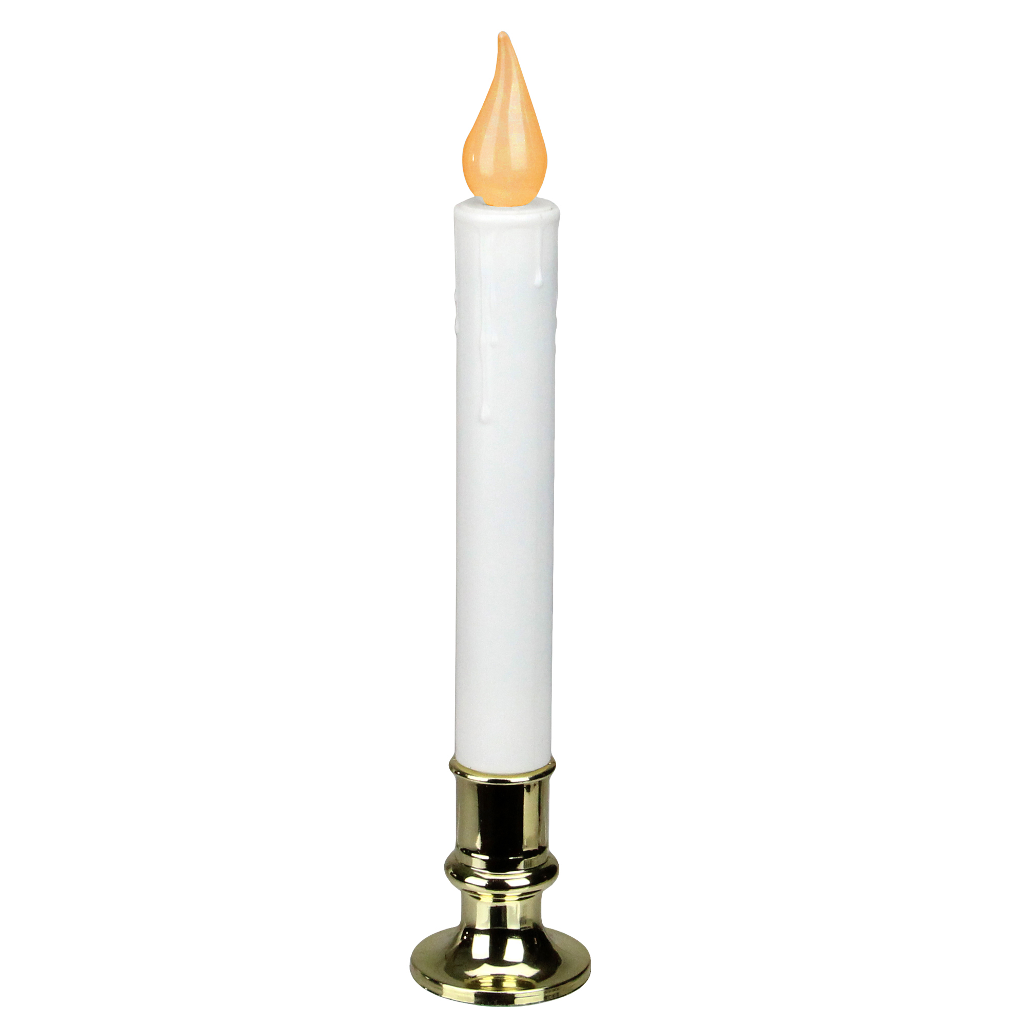Northlight White LED Flickering Christmas Candle Lamp with Brass Base