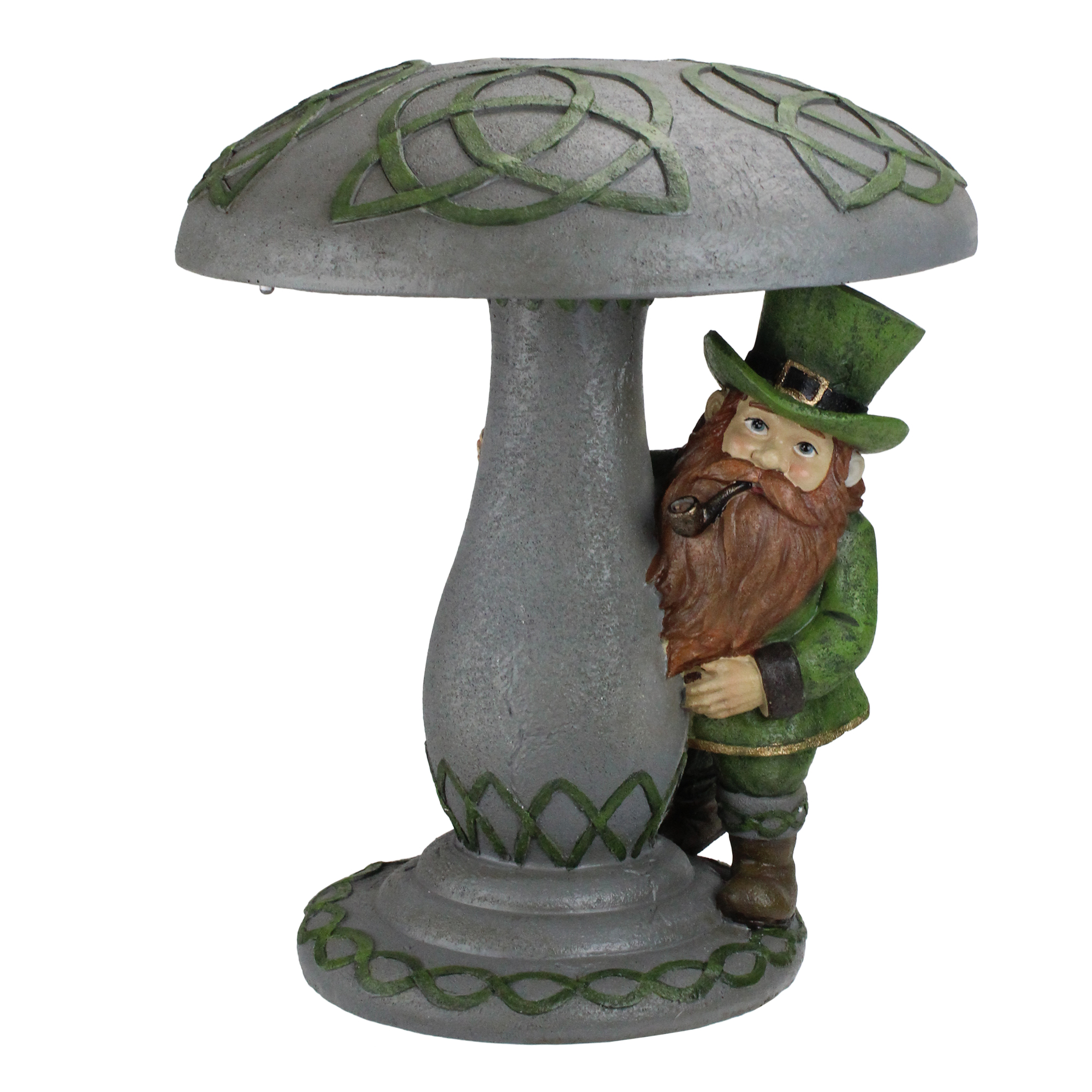 Roman Roman 12.25" Leprechaun Standing Under Mushroom LED Solar Statue