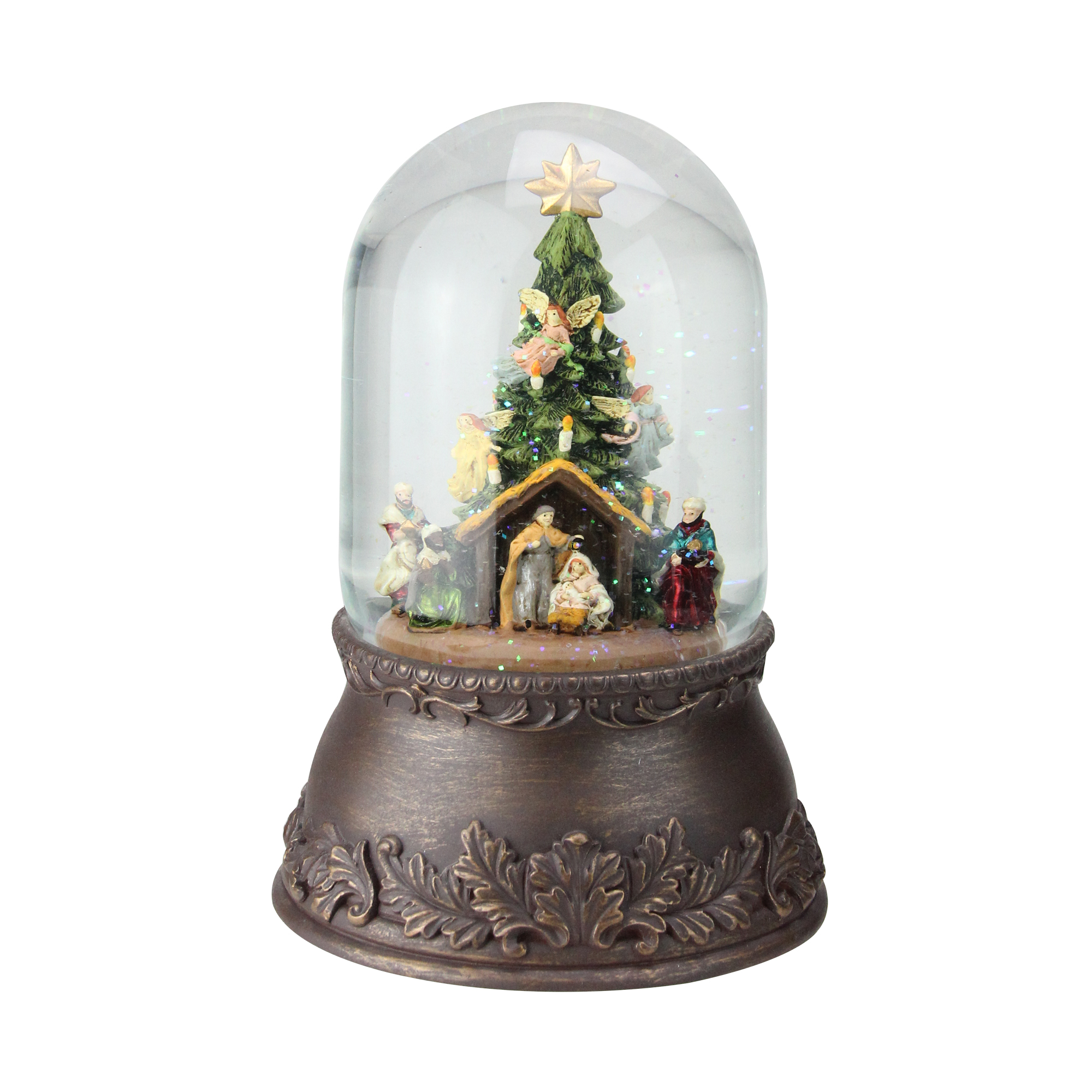 Roman 8" Musical Rotating Nativity Christmas Snow Globe Glitterdome