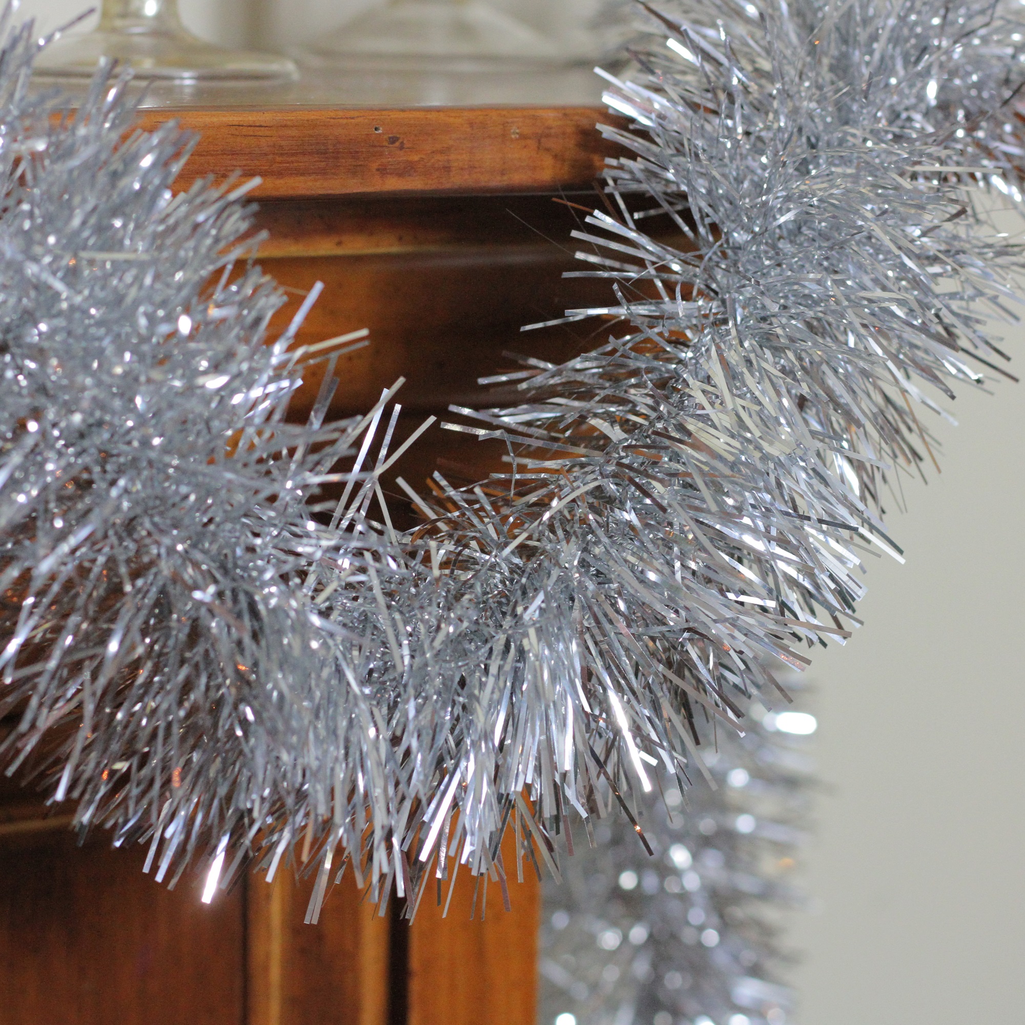 Northlight 50' Shiny Silver 6 Ply Christmas Foil Tinsel Garland Unlit