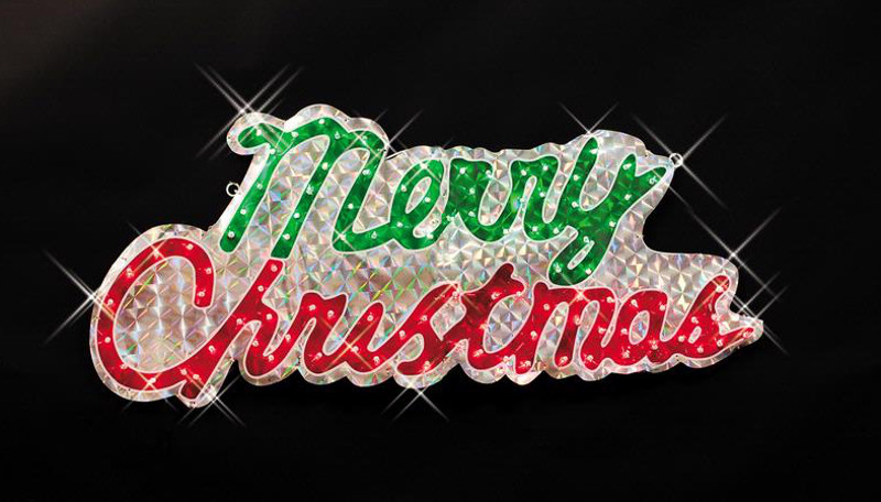 46 Sparkling Holographic Merry Christmas Sign Outdoor