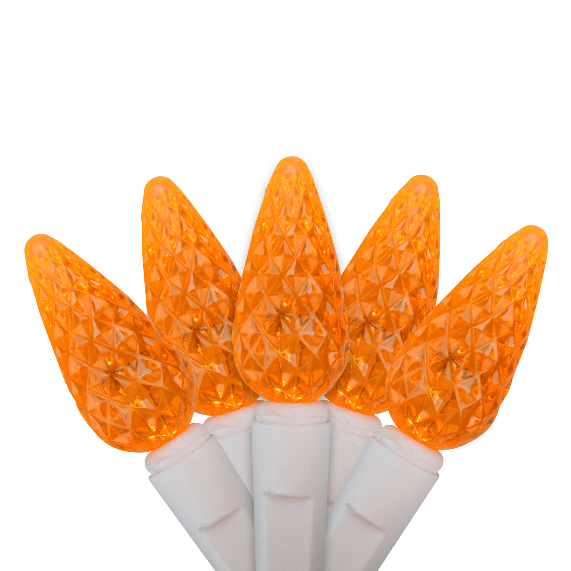 Set of 70 Decorative Amber Orange LED C6 Christmas Lights 3.5 Inches