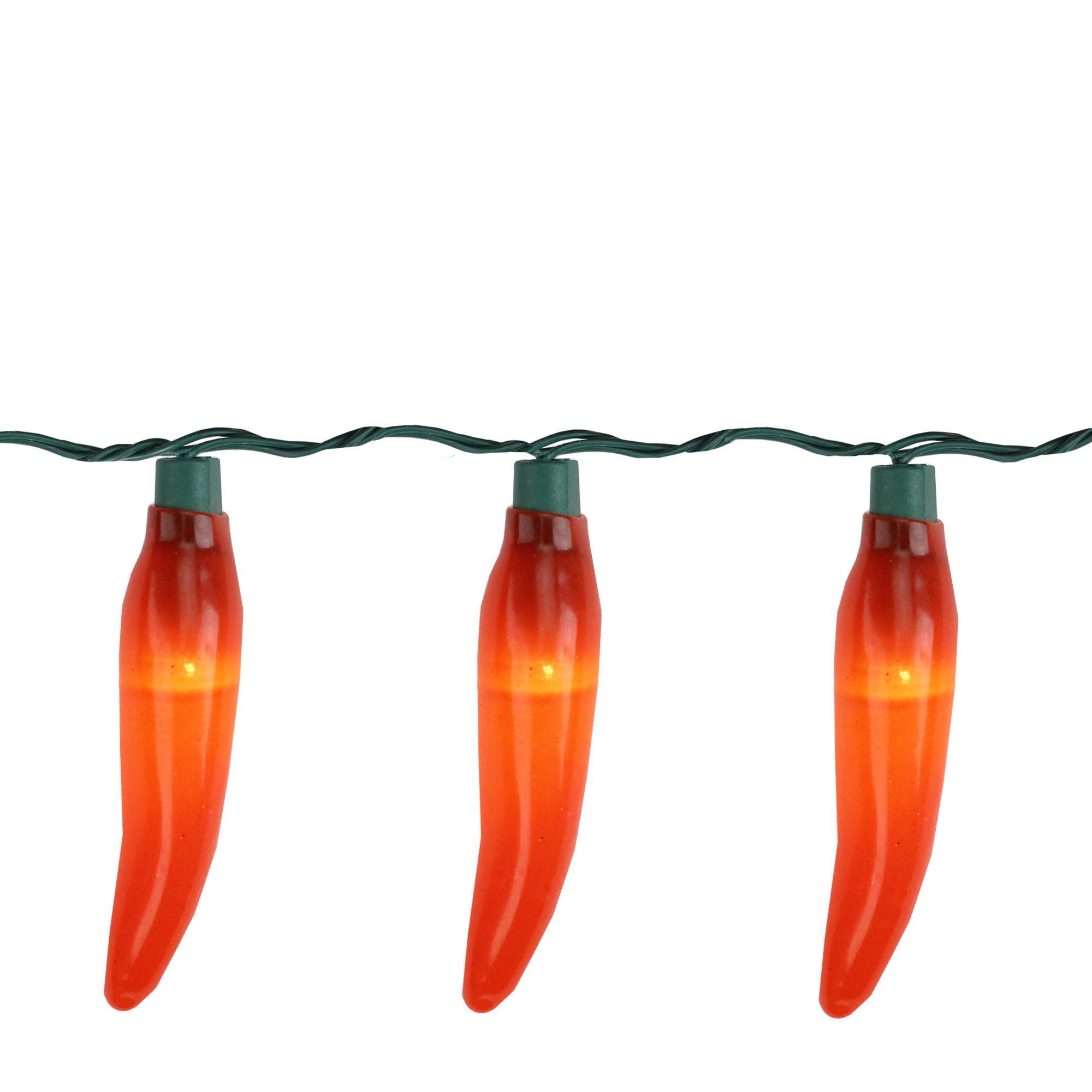 Northlight 10ct Orange LED Chili Pepper Garden Christmas Lights Green