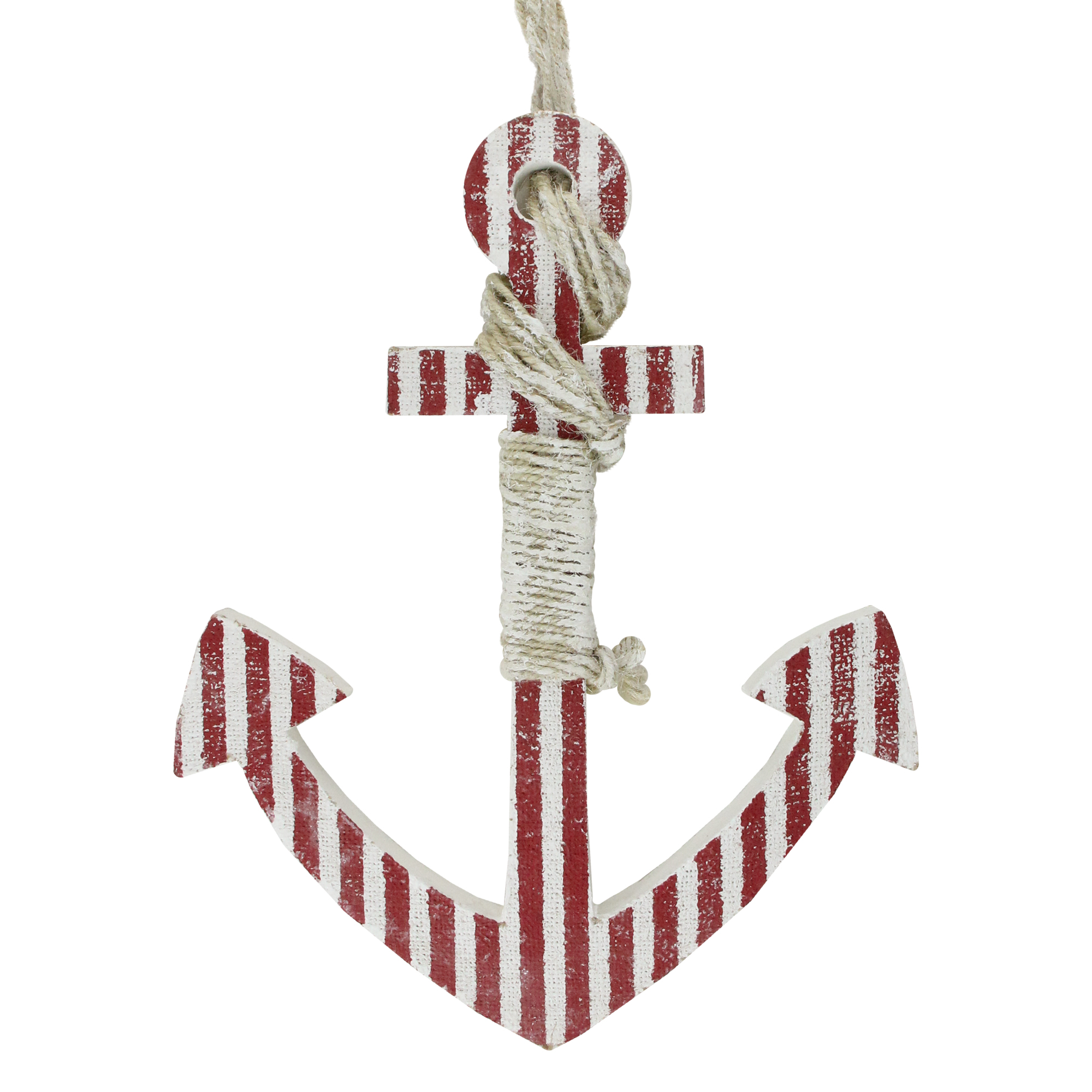 Northlight 15.75" Red White Striped Nautical Hanging Anchor Rope Wall