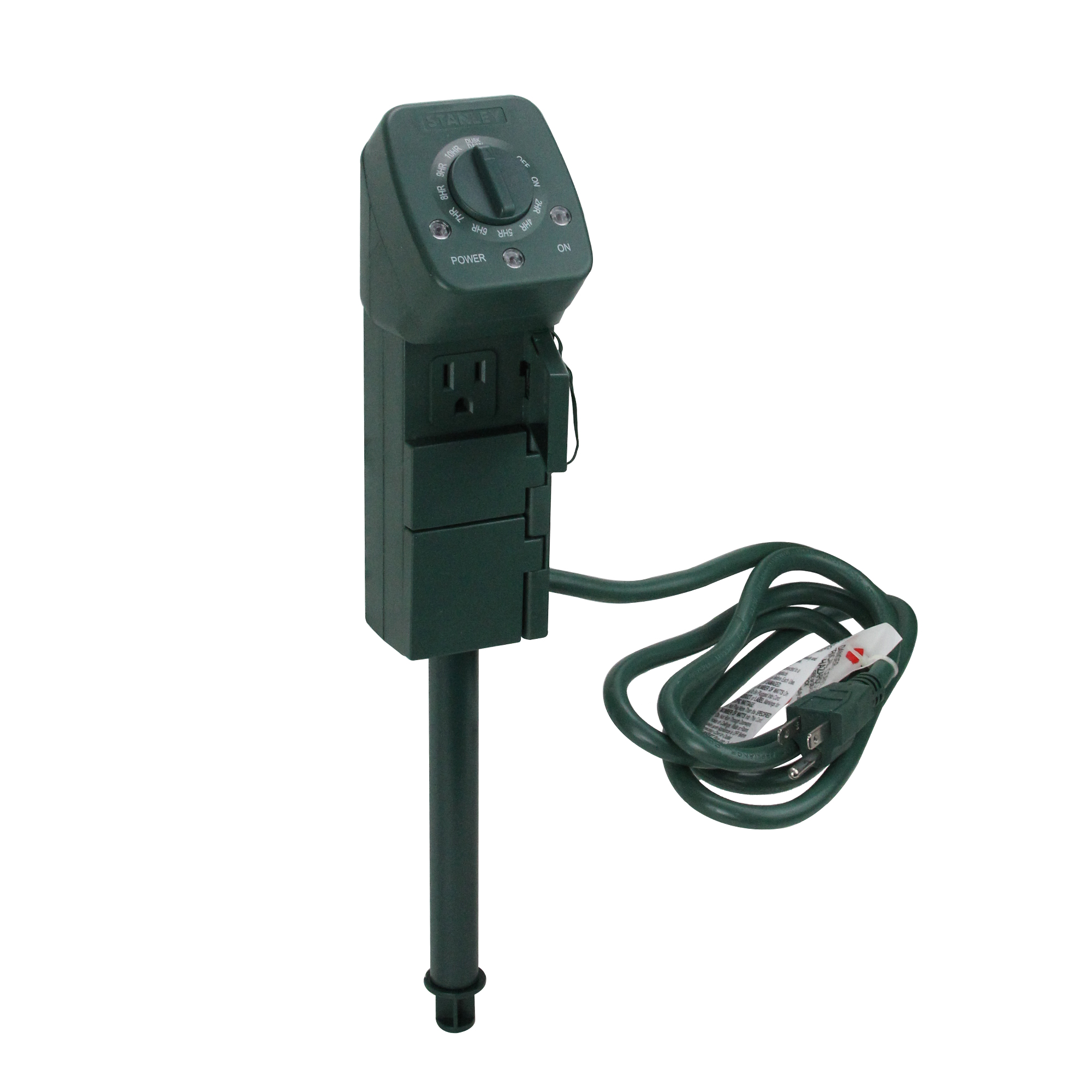 Stanley Outdoor 3Outlet Plug Bank Photocell Countdown Ground Stake