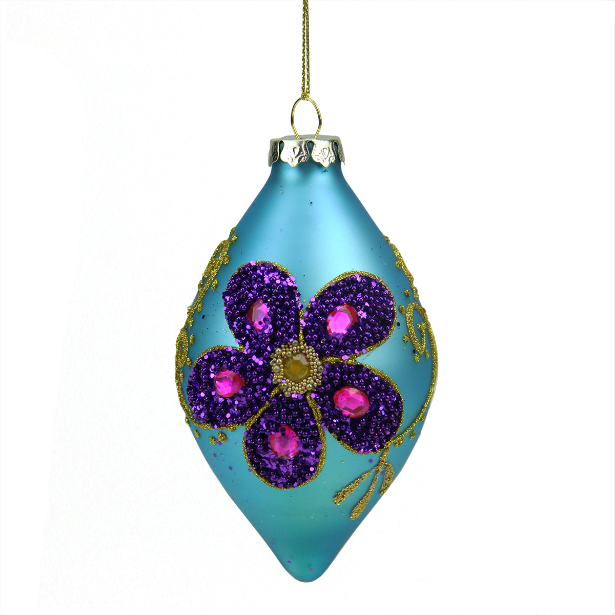 Midwest 4.75" Matte Turquoise Glass Christmas Ornament ...