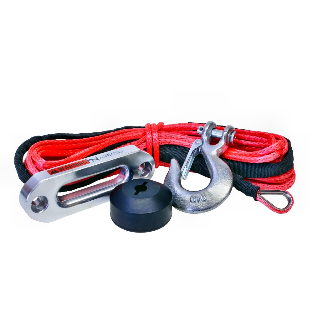 GUARD AND HAWSE PACKAGE 50/' DYNEEMA SK75 SYNTHETIC ATV UTV WINCH CABLE HOOK