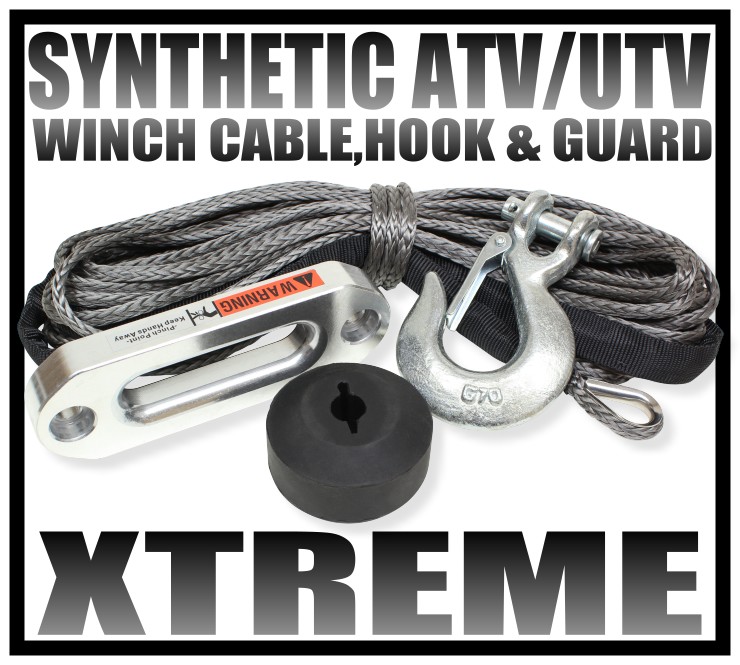 GUARD AND HAWSE PACKAGE 50/' DYNEEMA SK75 SYNTHETIC ATV UTV WINCH CABLE HOOK