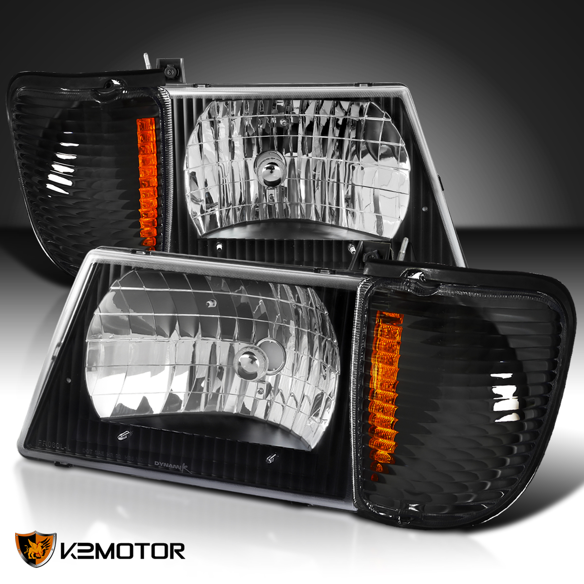 For 19922006 Ford Econoline Black Headlights+Turn Signal Corner Lamps