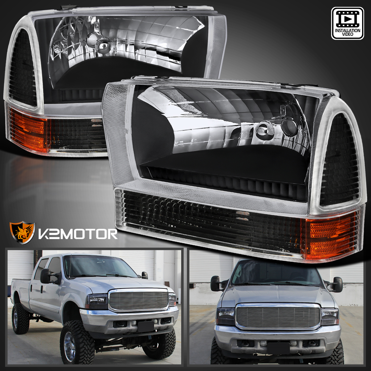 99 F350 Headlights >> Details About For 99 04 Ford F250 F350 F450 Superduty Excursion Black Headlights Corner Lamps 99 F350 Headlights >> Details About For 99 04 Ford F250 F350 F450 Superduty Excursion Black Headlights Corner Lamps