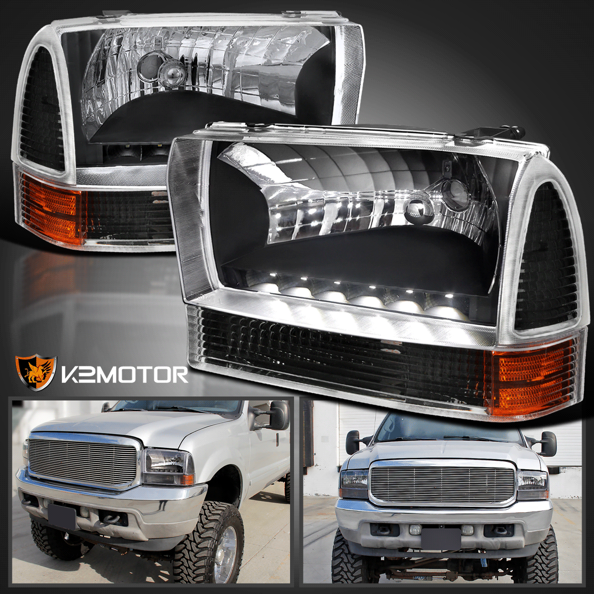 99 F350 Headlights >> Details About For Ford 1999 2004 F250 Excursion Led Strip Black Headlights Signal Bumper Lamps 99 F350 Headlights >> Details About For Ford 1999 2004 F250 Excursion Led Strip Black Headlights Signal Bumper Lamps