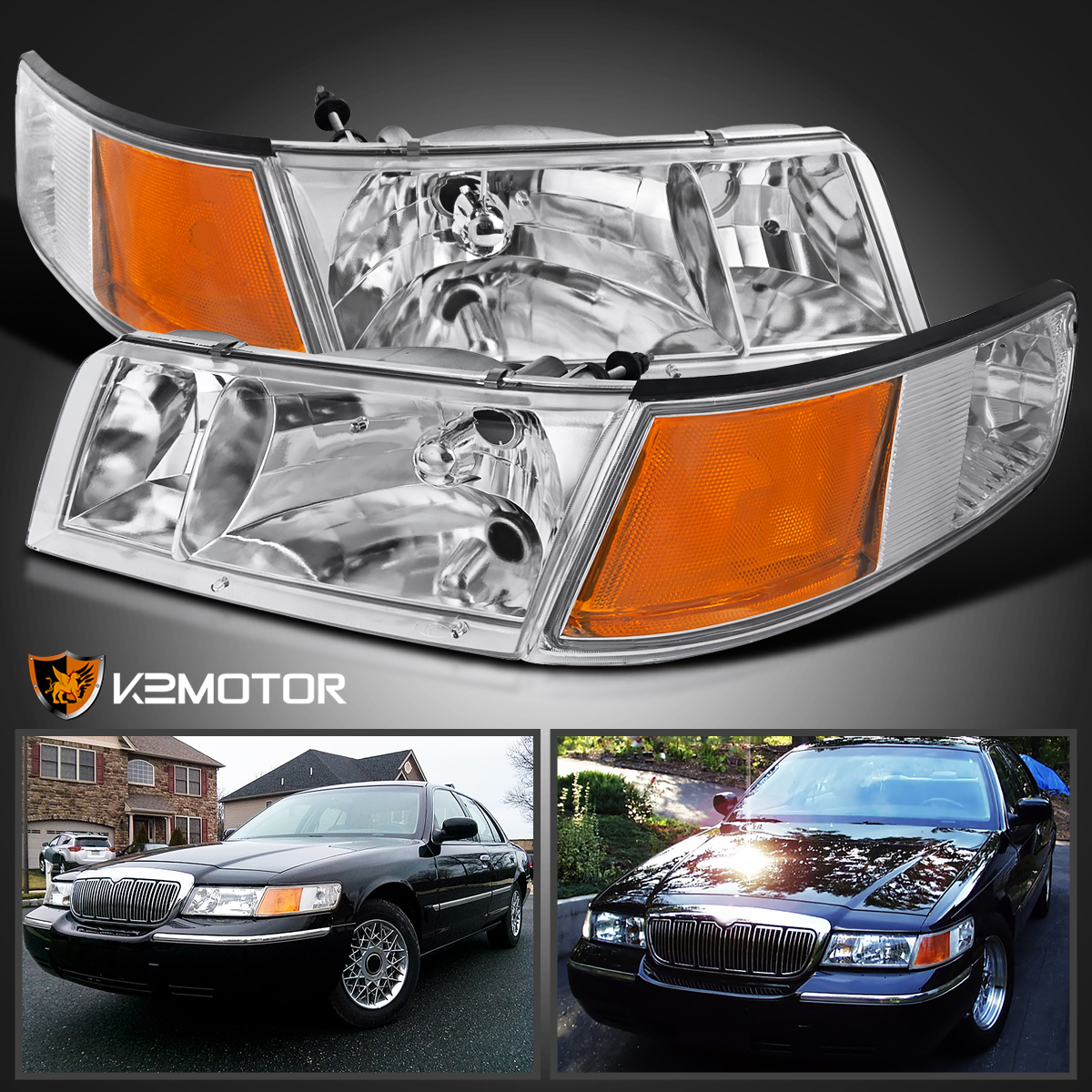 19982002 Mercury Grand Marquis Crystal Clear Headlights+Corner Signal