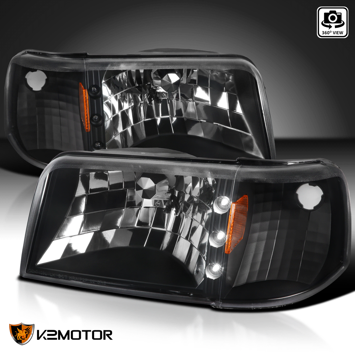 Black Housing Clear Lens Headlight Replacement For 93 94 95 96 97 Ford Ranger