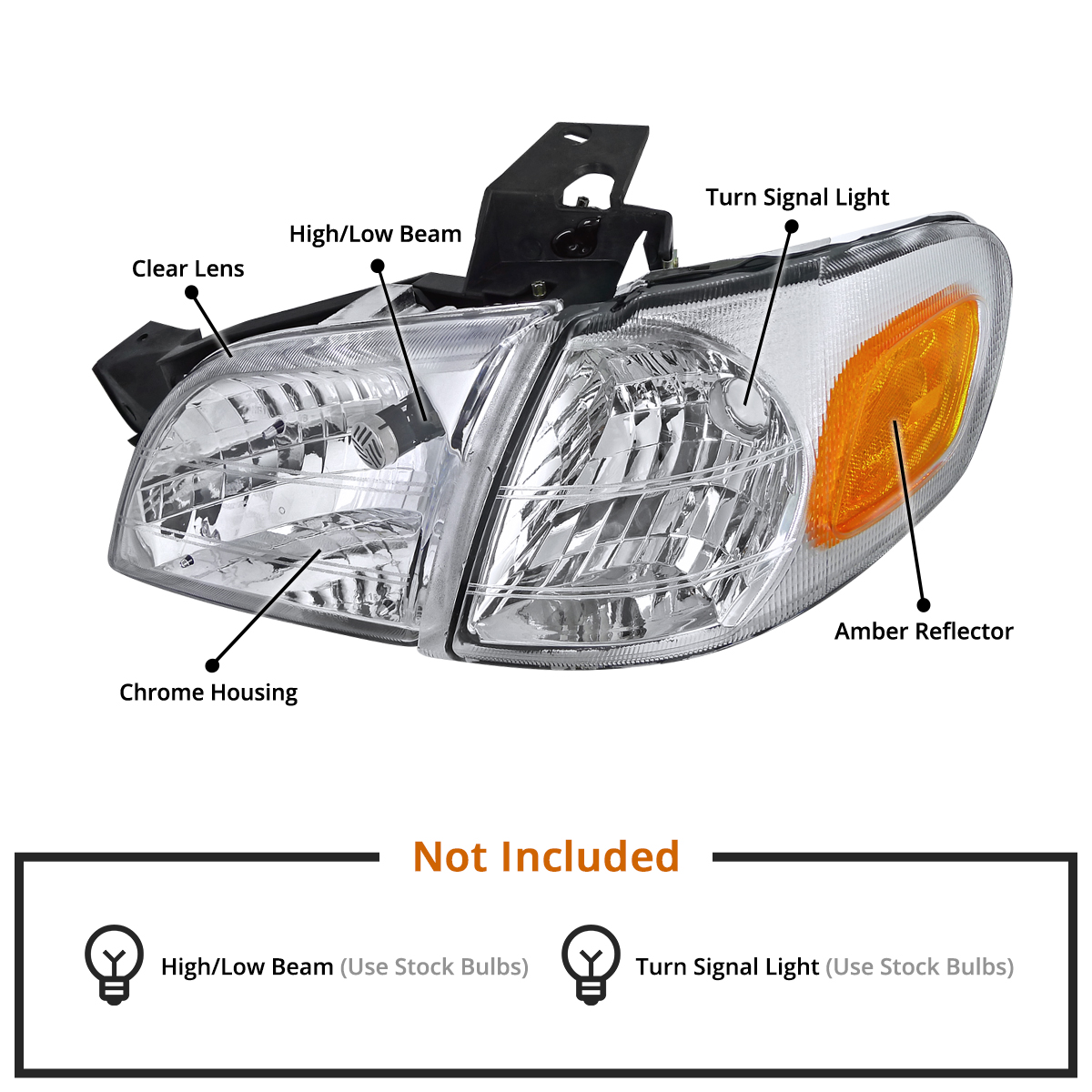 Maxcomotors Headlights + Corner Lamps Combo For 1997-2005 Chevy Venture, Oldsmobile Silhouette, Pontiac Montana – Clear/Chrome