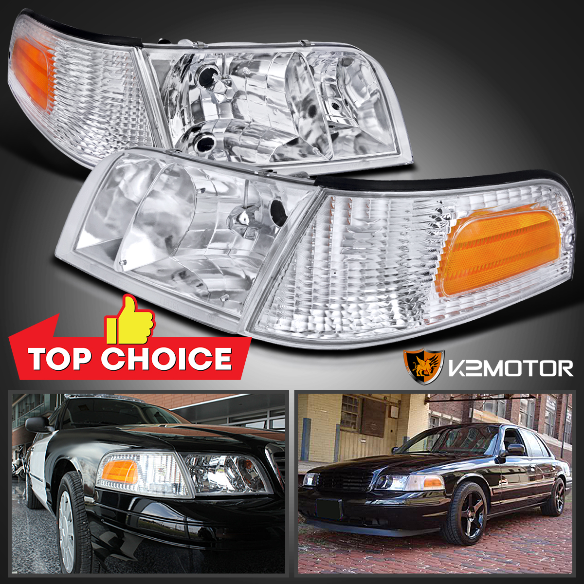 Genuine Ford OEM Right Passenger Side Marker Lamp For Crown Victoria 2005-2011 - Chrome Housing, Clear Lens