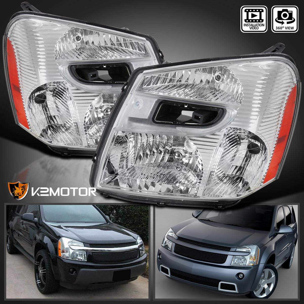 New Pair Set for 05-09 Chevy Equinox Headlights Headlamps Left /& Right 2005-2009