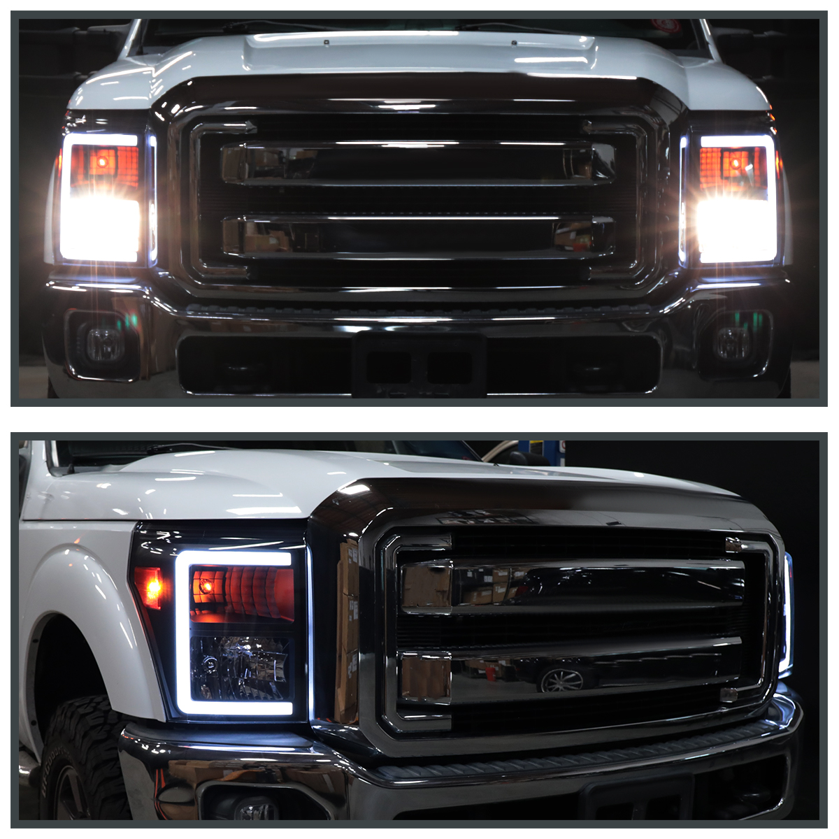 For Ford F-250 F350 F450 2008-2010 SuperDuty Black LED Tube Projector