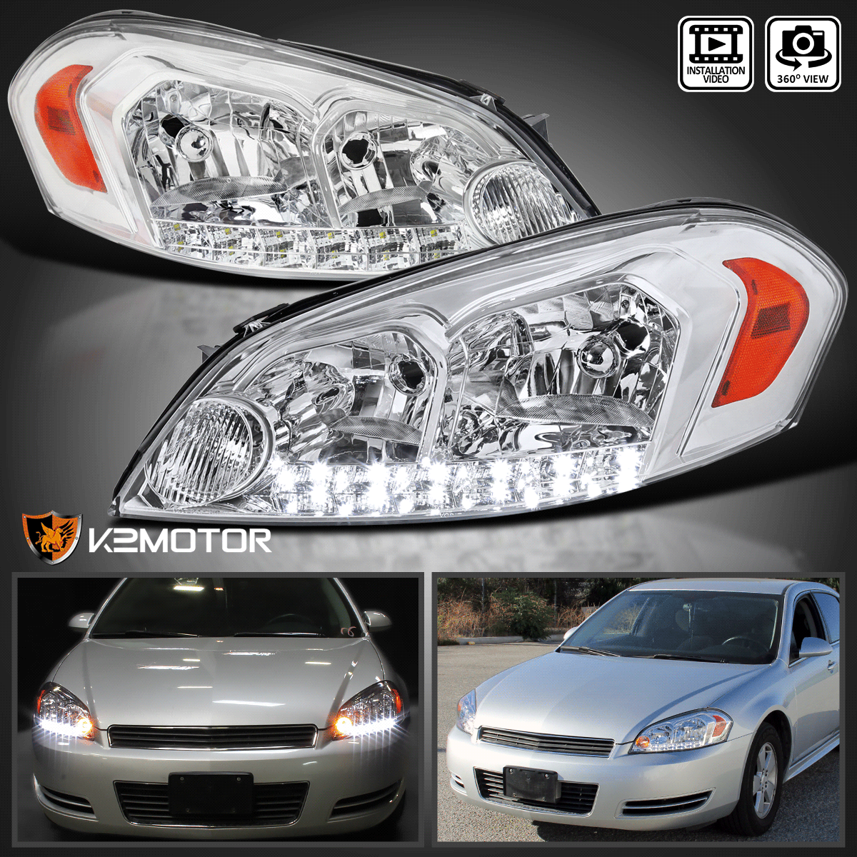 20062013 Chevy Impala 20062007 Monte Carlo Chrome LED Headlights Left