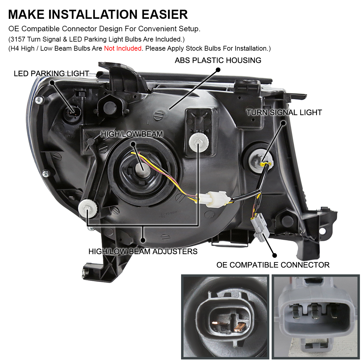Tacoma Full LED Headlights with LED Light Bar; Black Housing; Clear