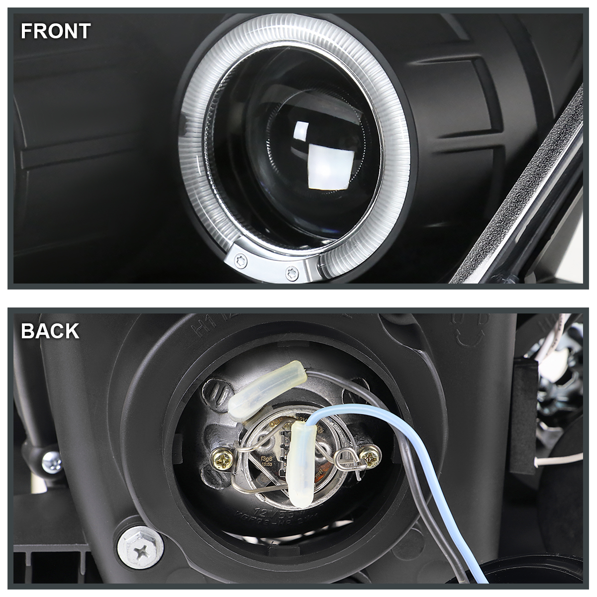 Black Fits 2003-2005 350Z LED Halo Projector Headlights Lamp Left+