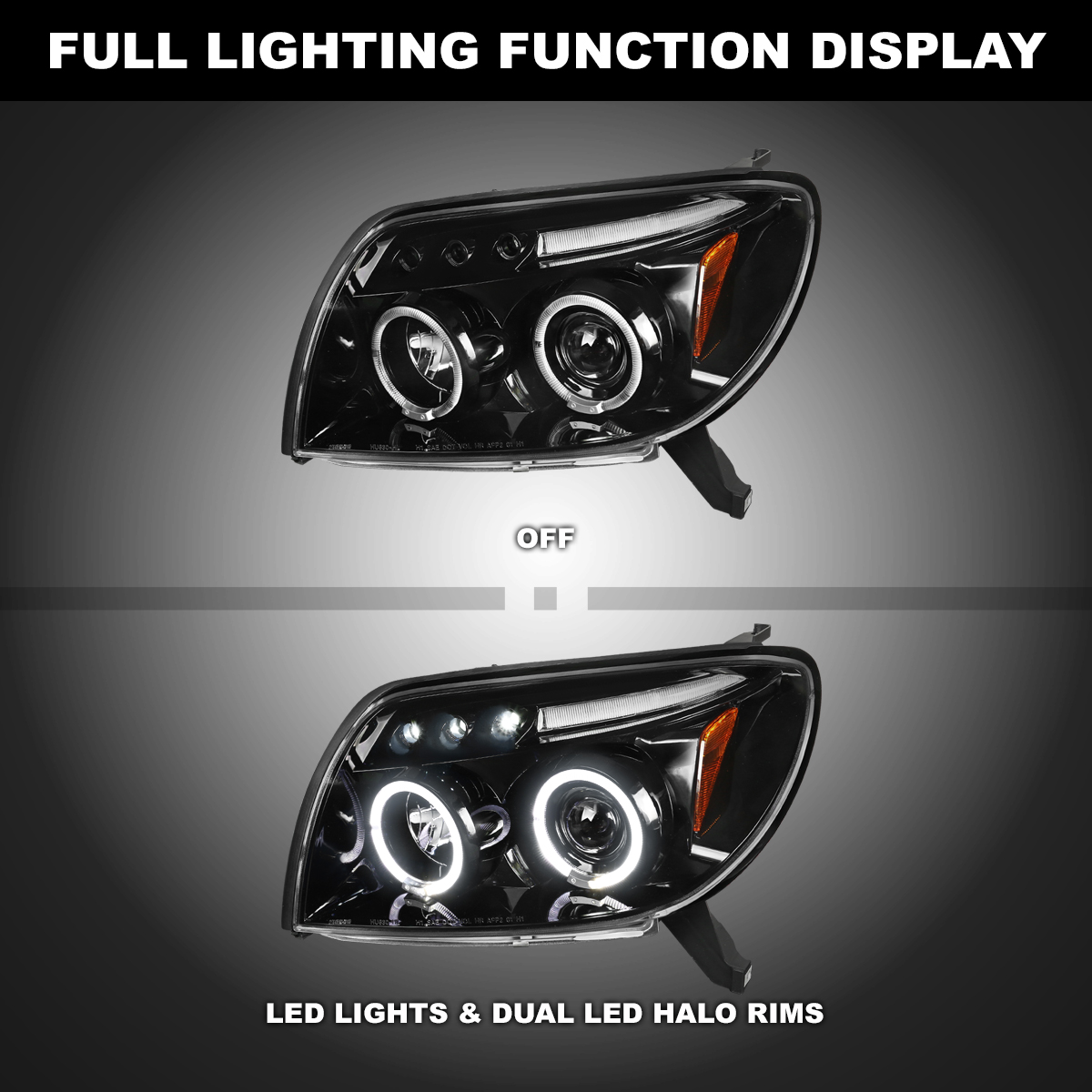 Jet Black Fits 2003-2005 Toyota 4Runner LED Halo Projector