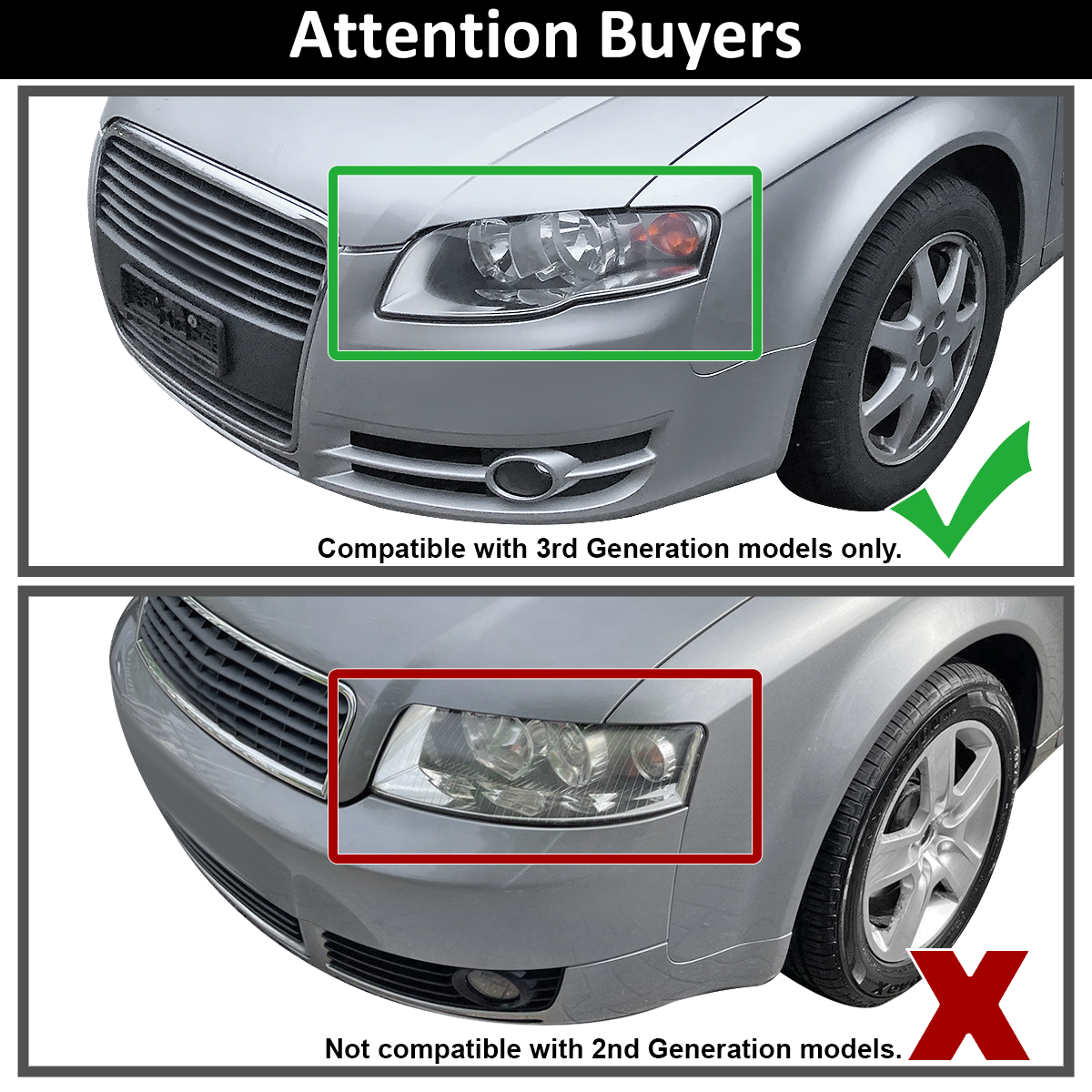 DTMOTO Pair Halogen Headlights For 2006-2008 Audi A4 S4 - Driver & Passenger Side, Chrome Housing
