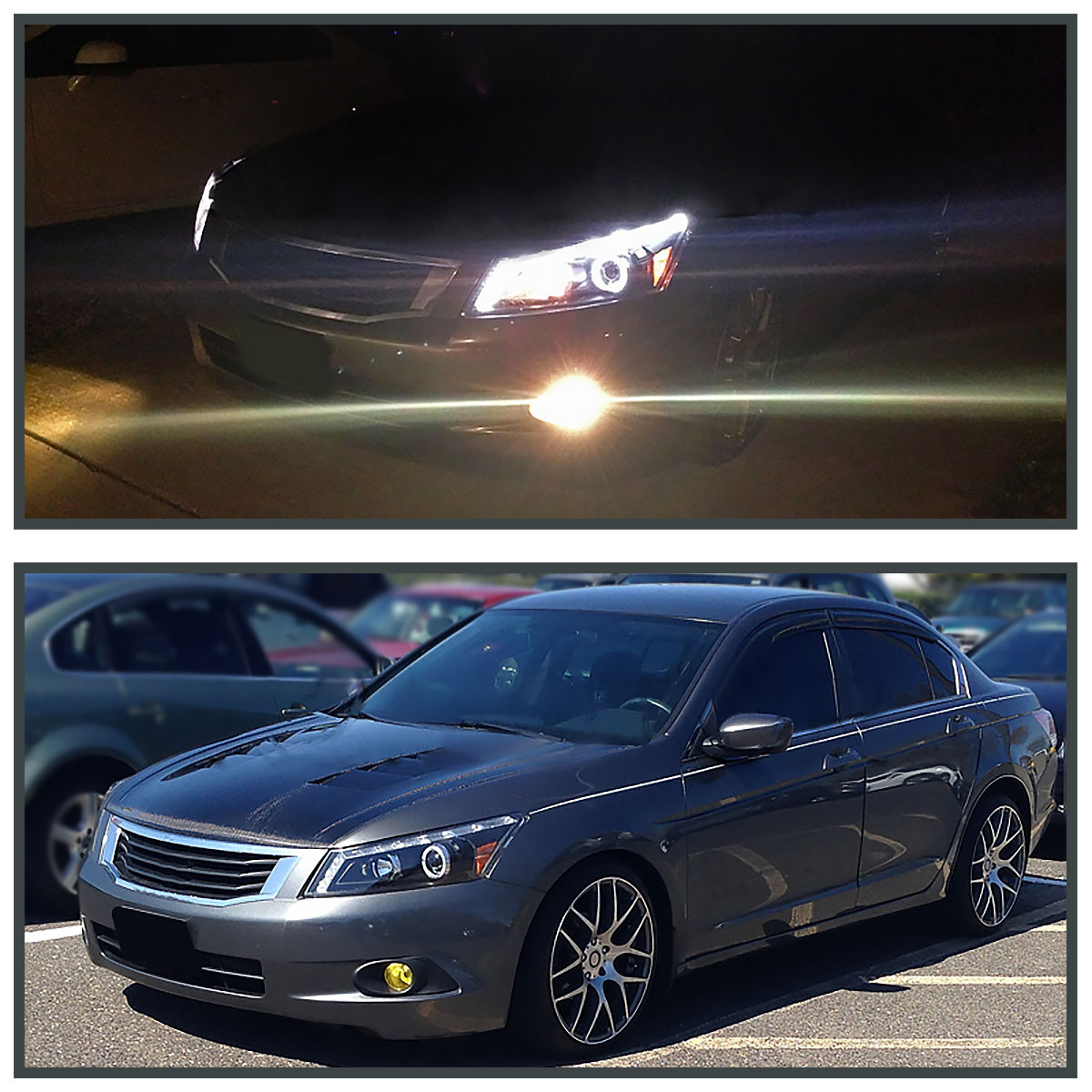 For 20082012 Honda Accord 4Dr Sedan Black LED Halo Projector Headlights Lamps eBay