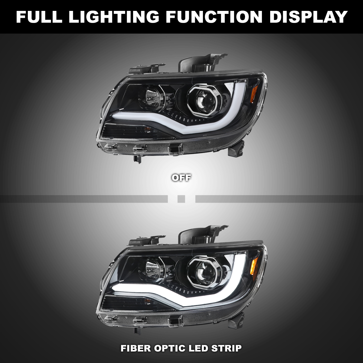 Jet Black Fits 2015-2022 Chevy Colorado LED Tube Bar Projector