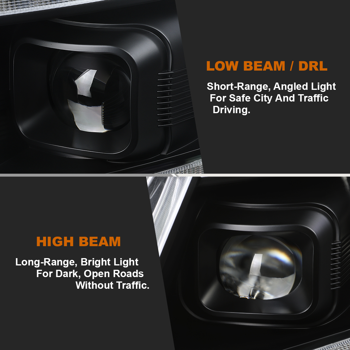 Fits 2015-2022 Chevy Colorado Black LED Sequential Projector