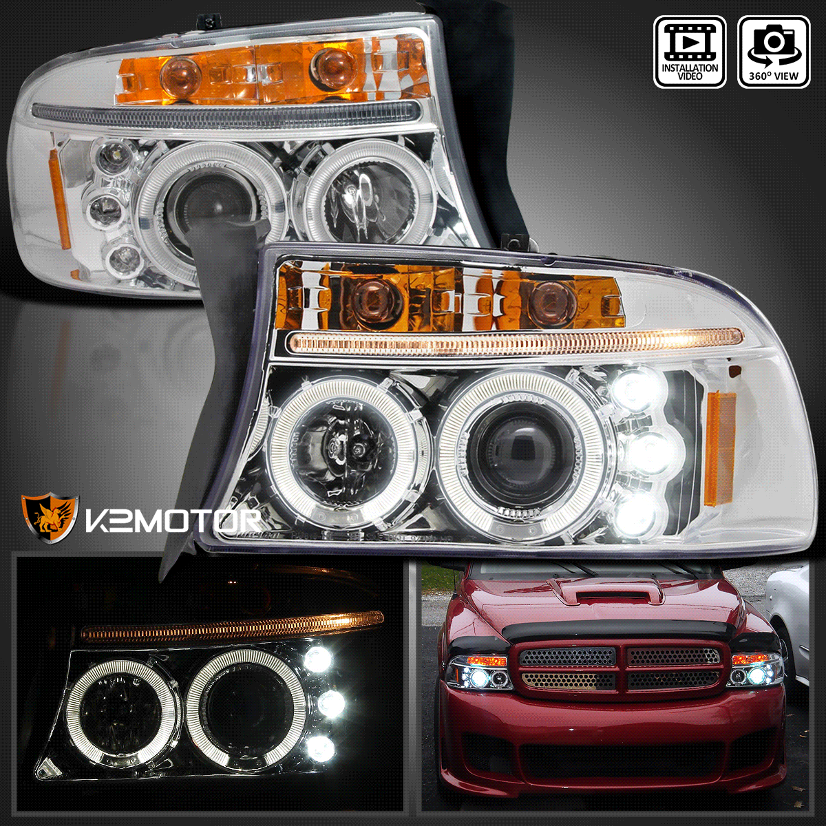 Car & Truck Headlights 19972004 Dodge Dakota 19982003 Durango Crystal