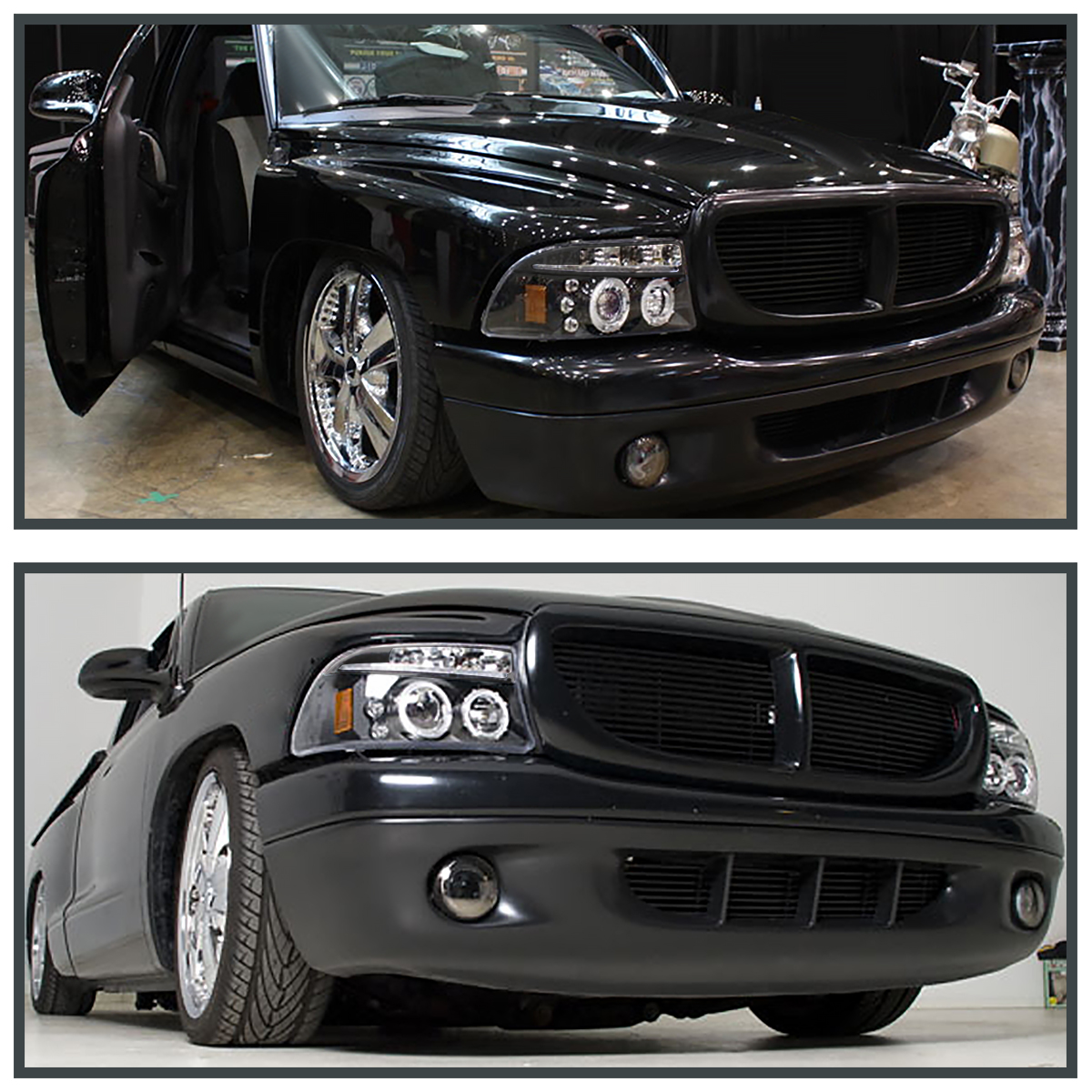 For 19972004 Dodge Dakota 9803 Durango Black LED Halo Projector