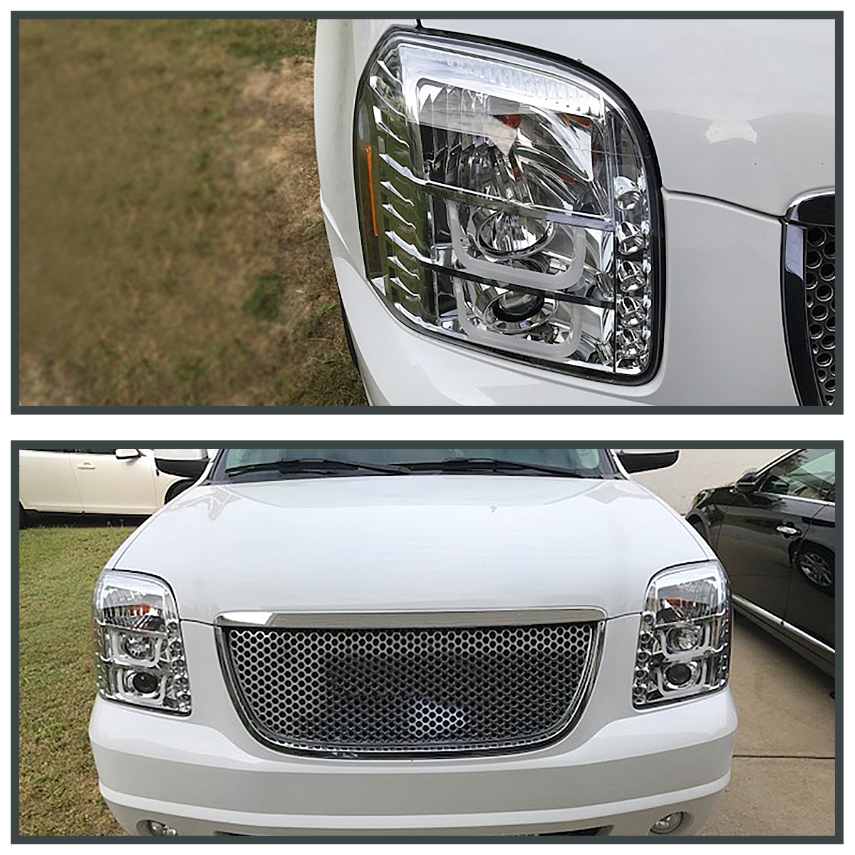 GMC 0714 Yukon Denali XL Chrome Halo LED Projector Headlights Signal