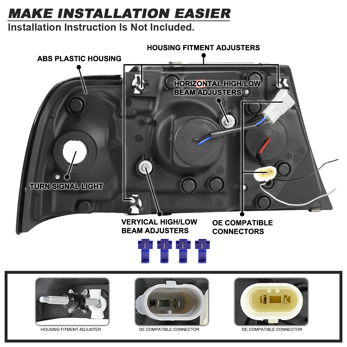 Headlight Corner Light Kit For 1992-1996 Ford F-150 F-250 Left Right