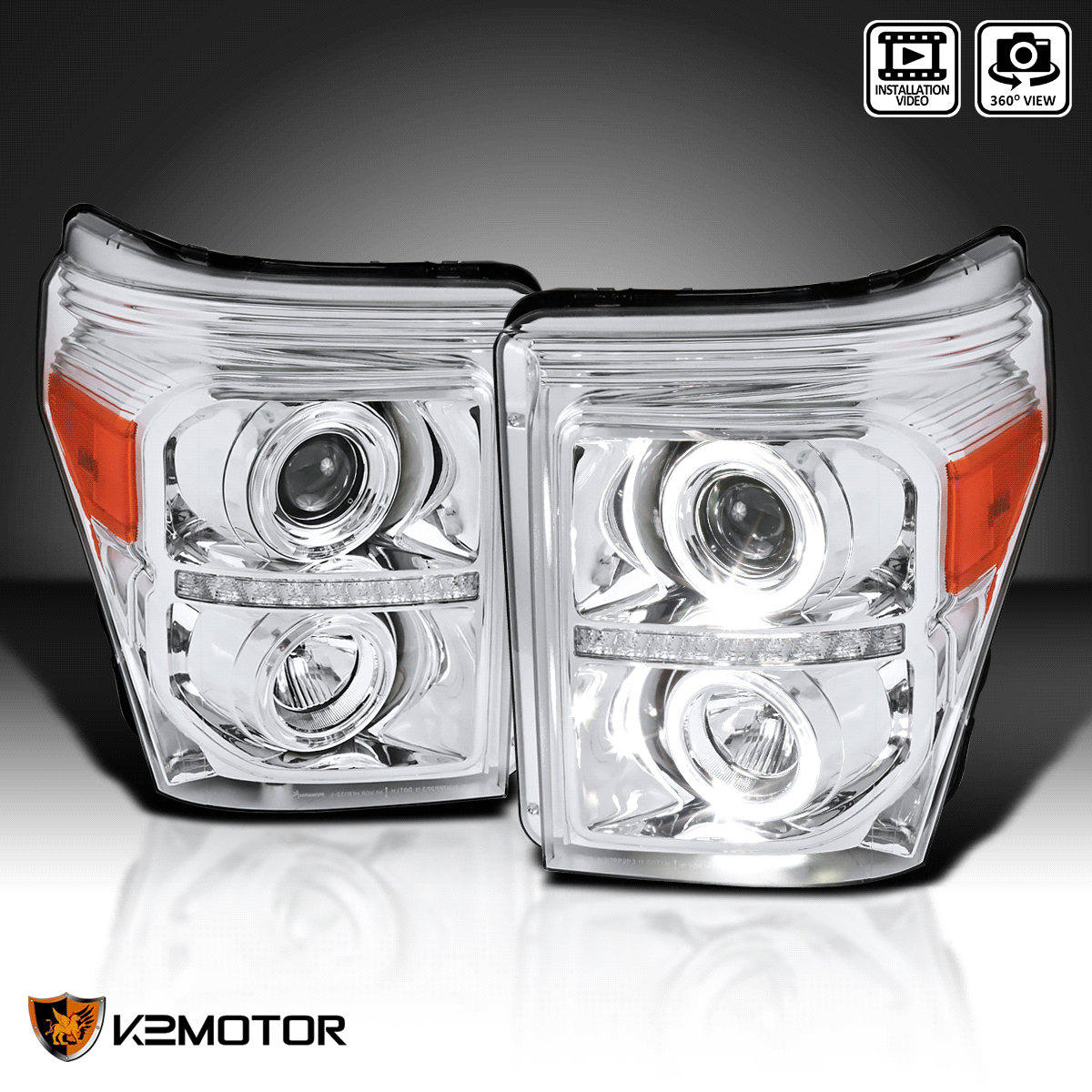 For 20112016 F250 F350 F450 F550 SuperDuty LED Signal Halo Projector