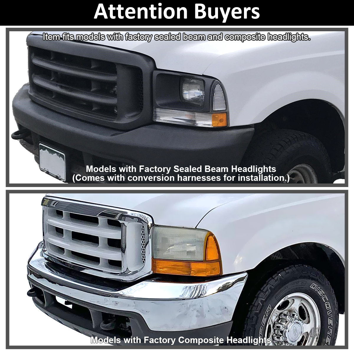 1999-2004 Ford F250 F350 SuperDuty Jet Black LED Tube Projector