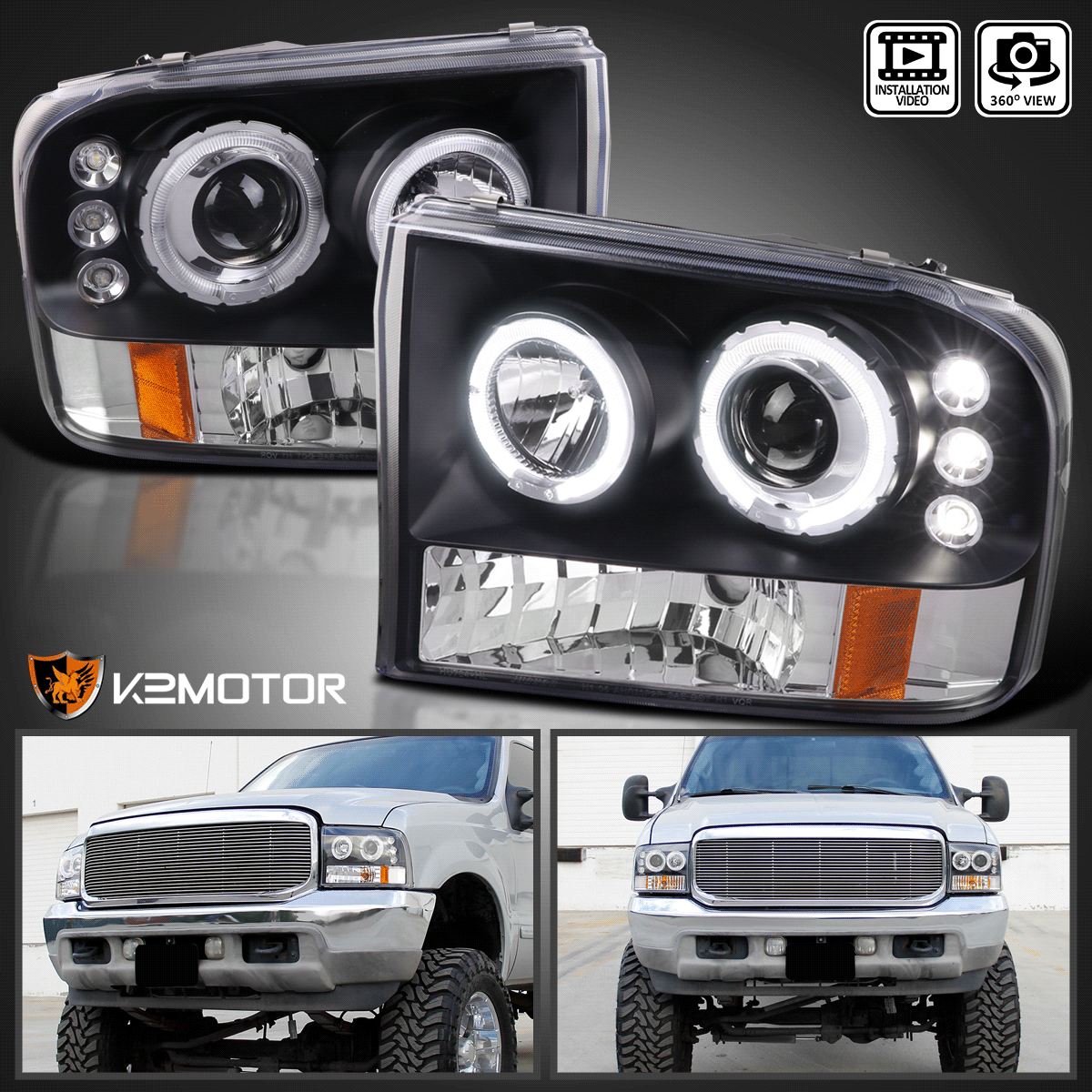 Spec-D Tuning 2LHP-F25099JM-TM Black Projector Headlight Halo Led