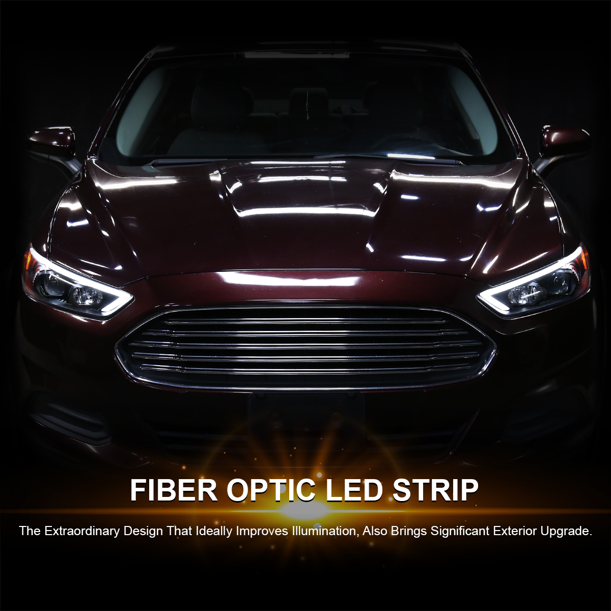 Spec-D Tuning Jet Black Projector Headlights For 2013-2016 Ford Fusion W/ Sequential LED Signals