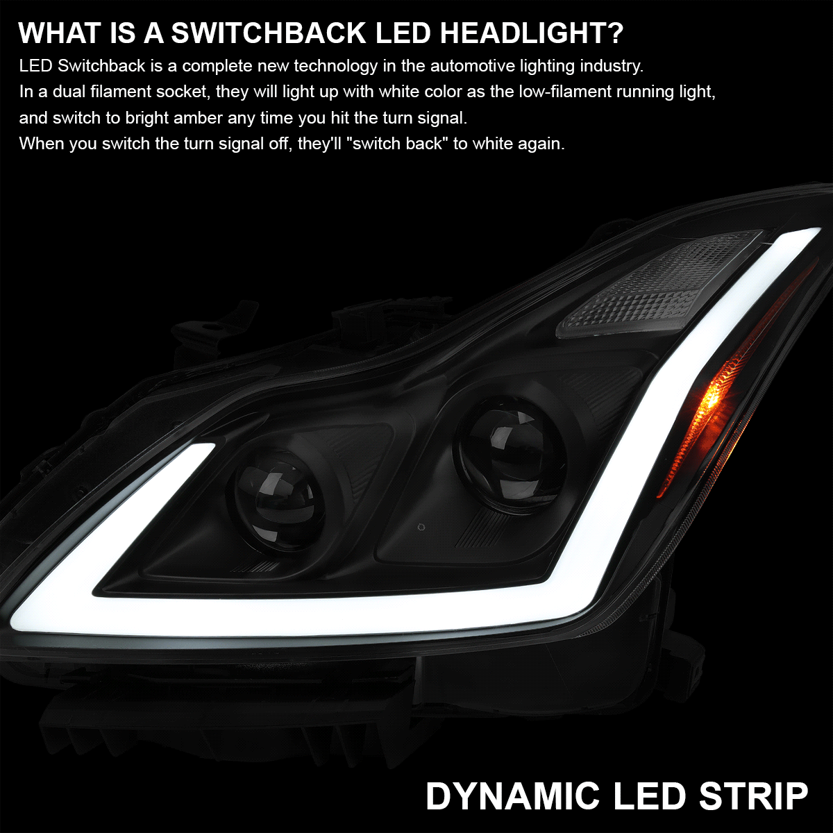 Fits Black 2008-2015 Infiniti G37 Q60 Coupe Projector Headlights